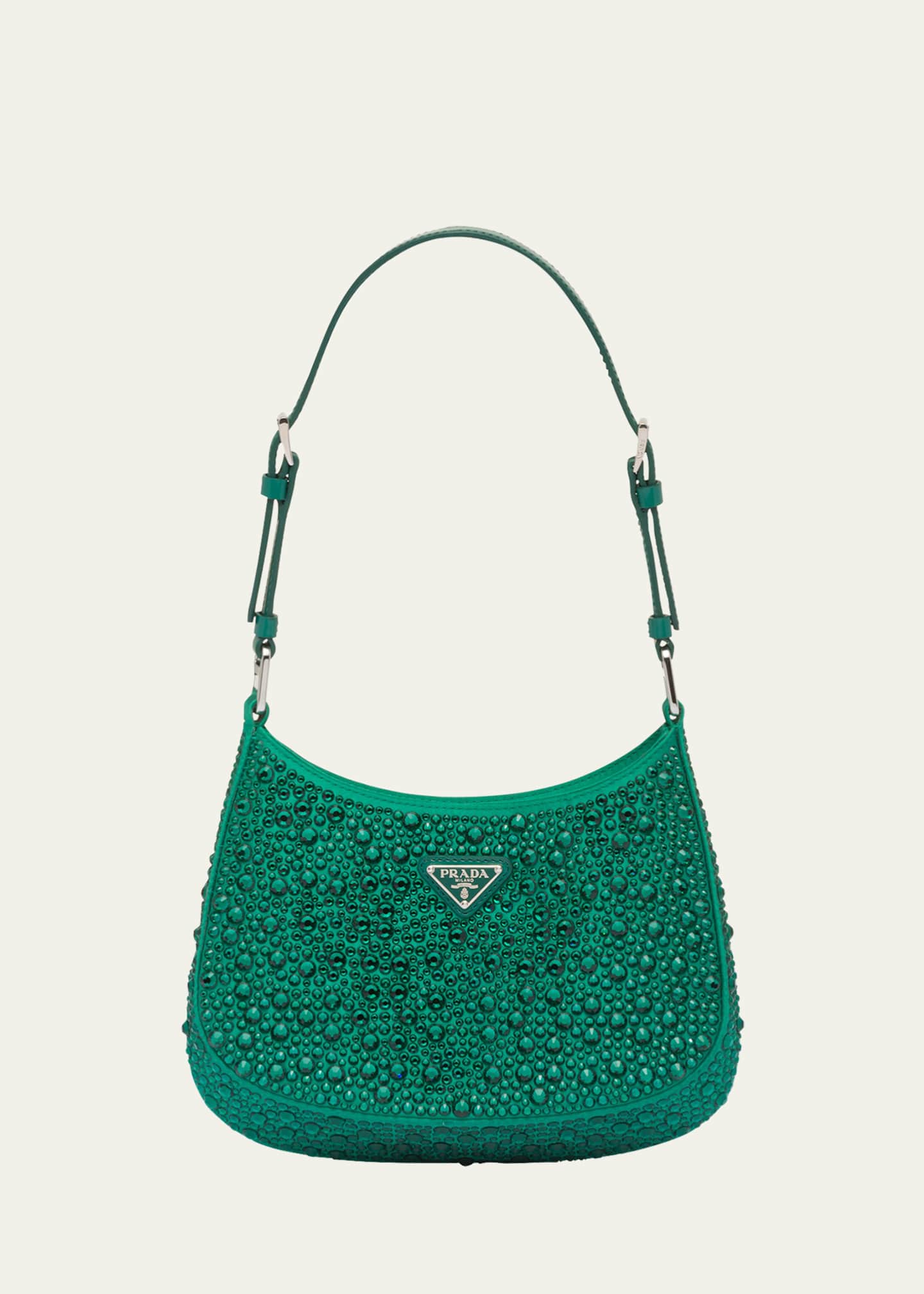 Prada Cleo Crystal Logo Hobo Bag Bergdorf Goodman