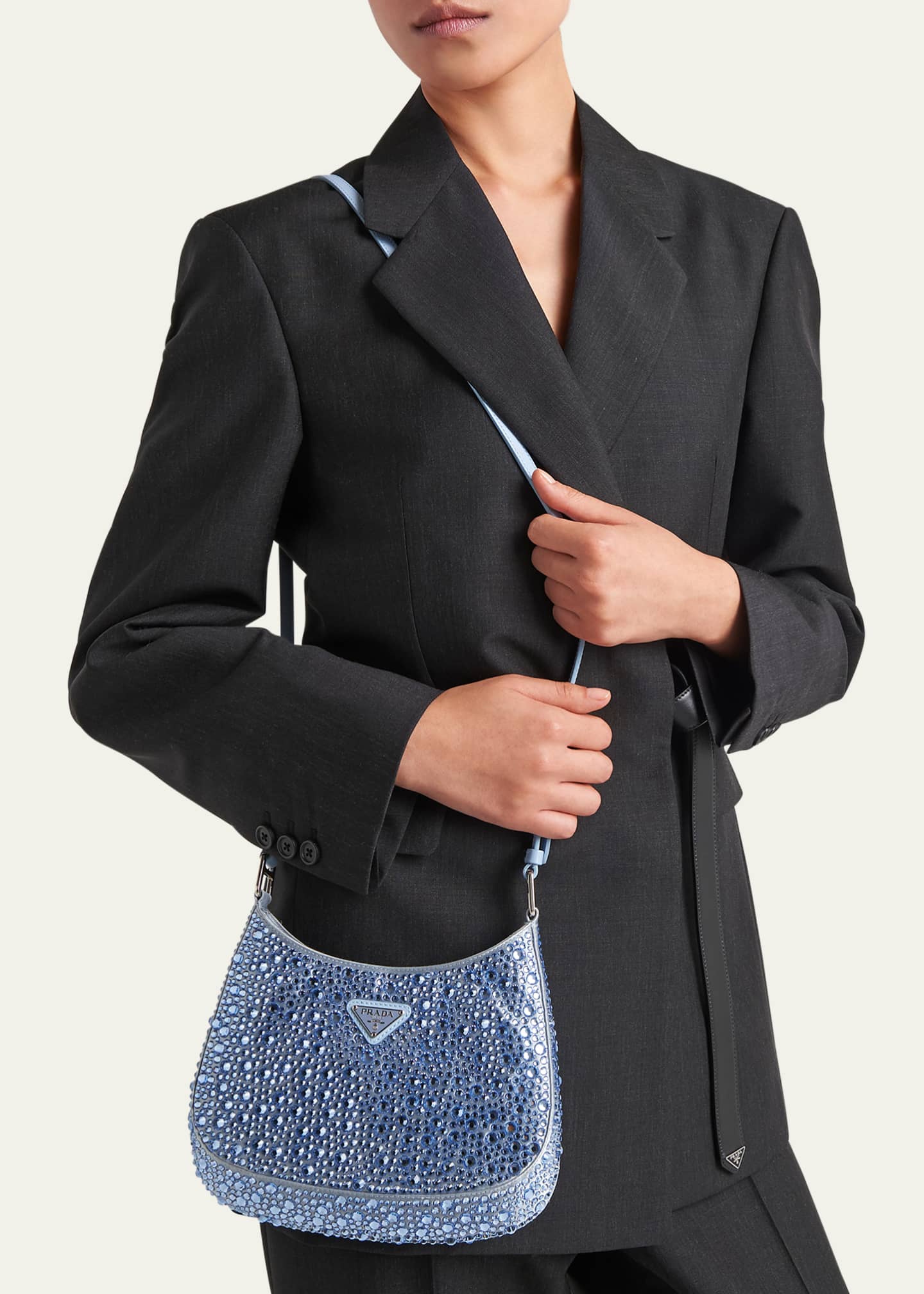 Prada Cleo Crystal Logo Hobo Bag Image 2 of 5