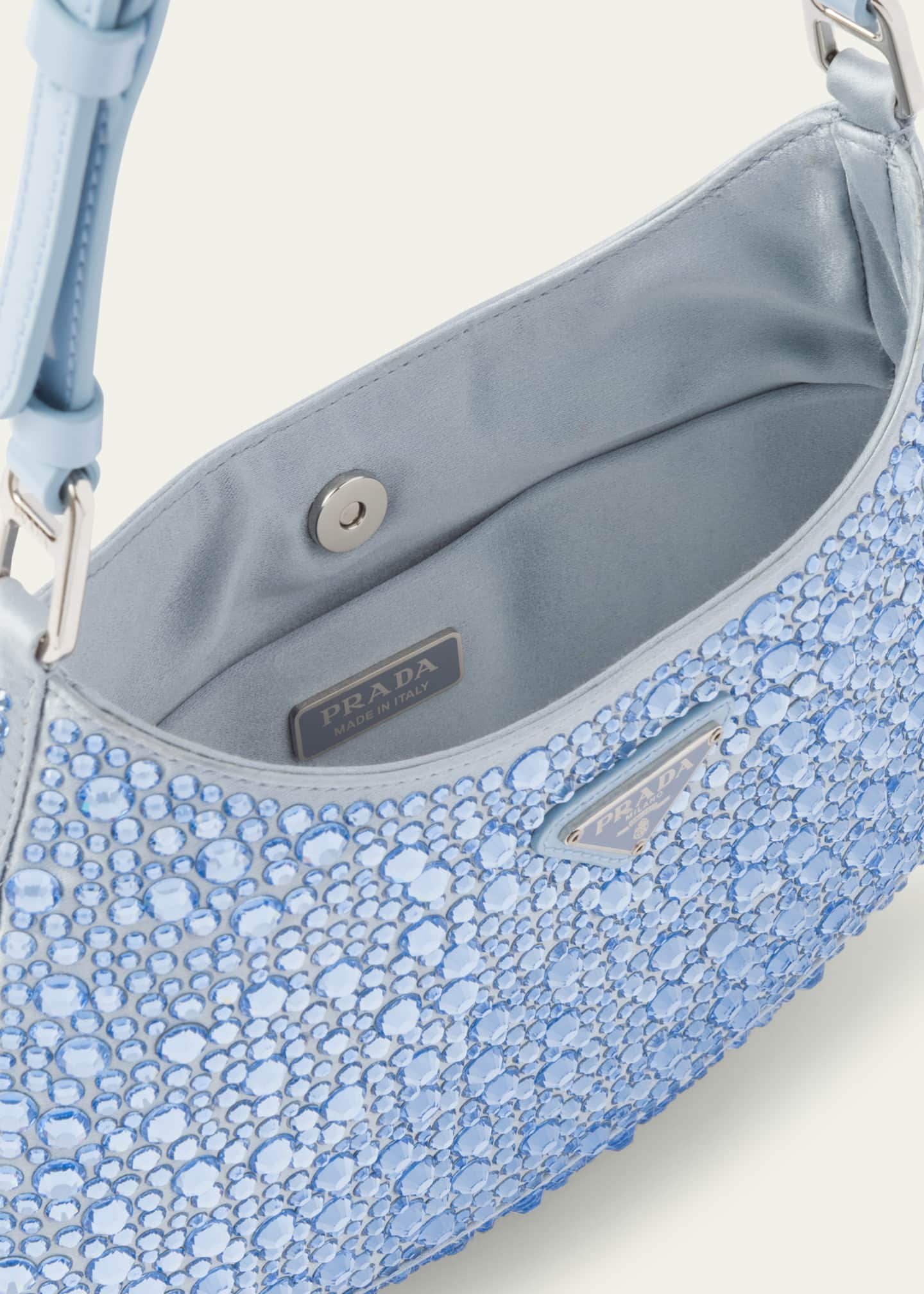 Prada Cleo Crystal Logo Hobo Bag Image 4 of 5