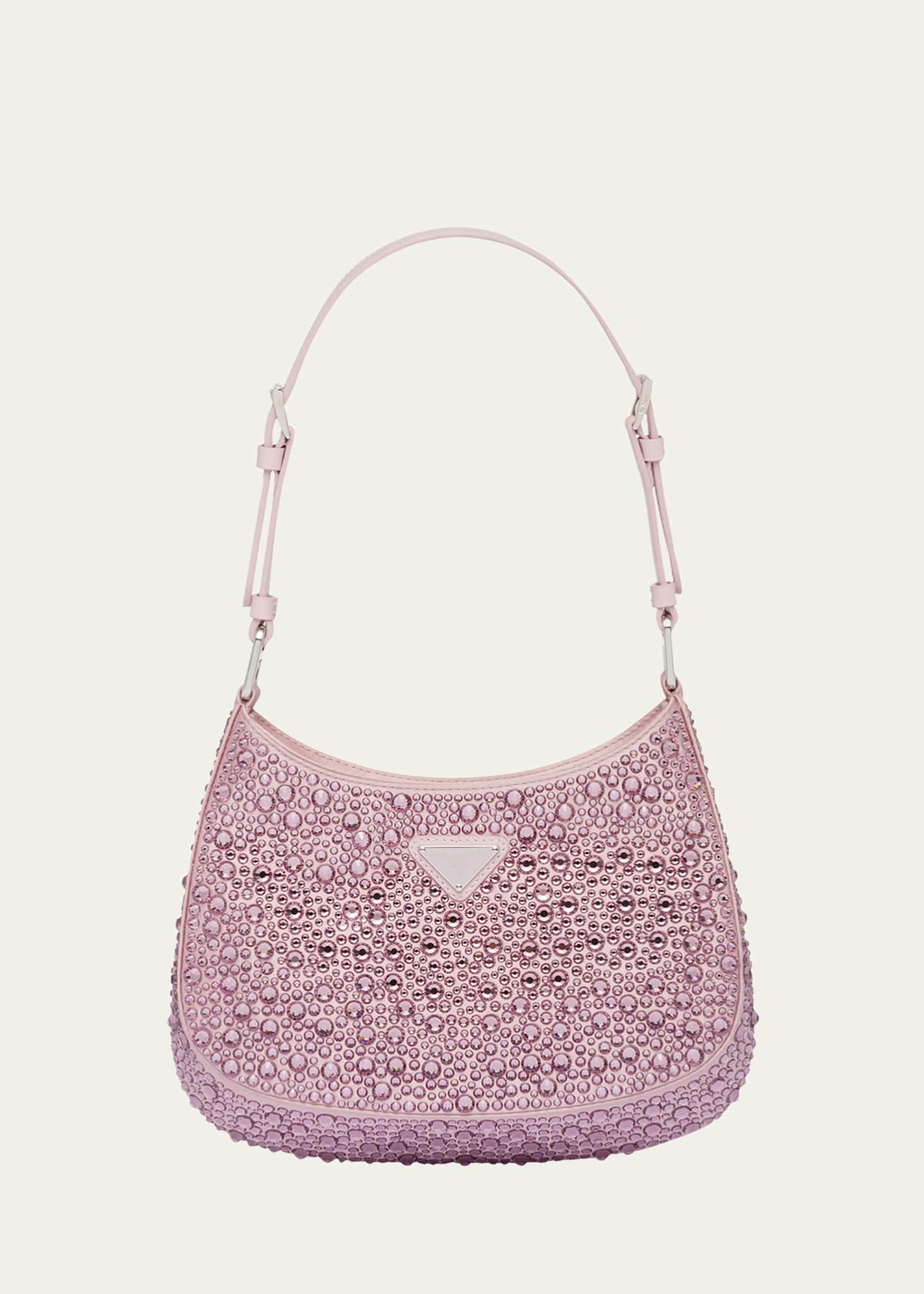 Prada - Women's Cleo Bag with Crystals Shoulder Bag - Pink - Satin