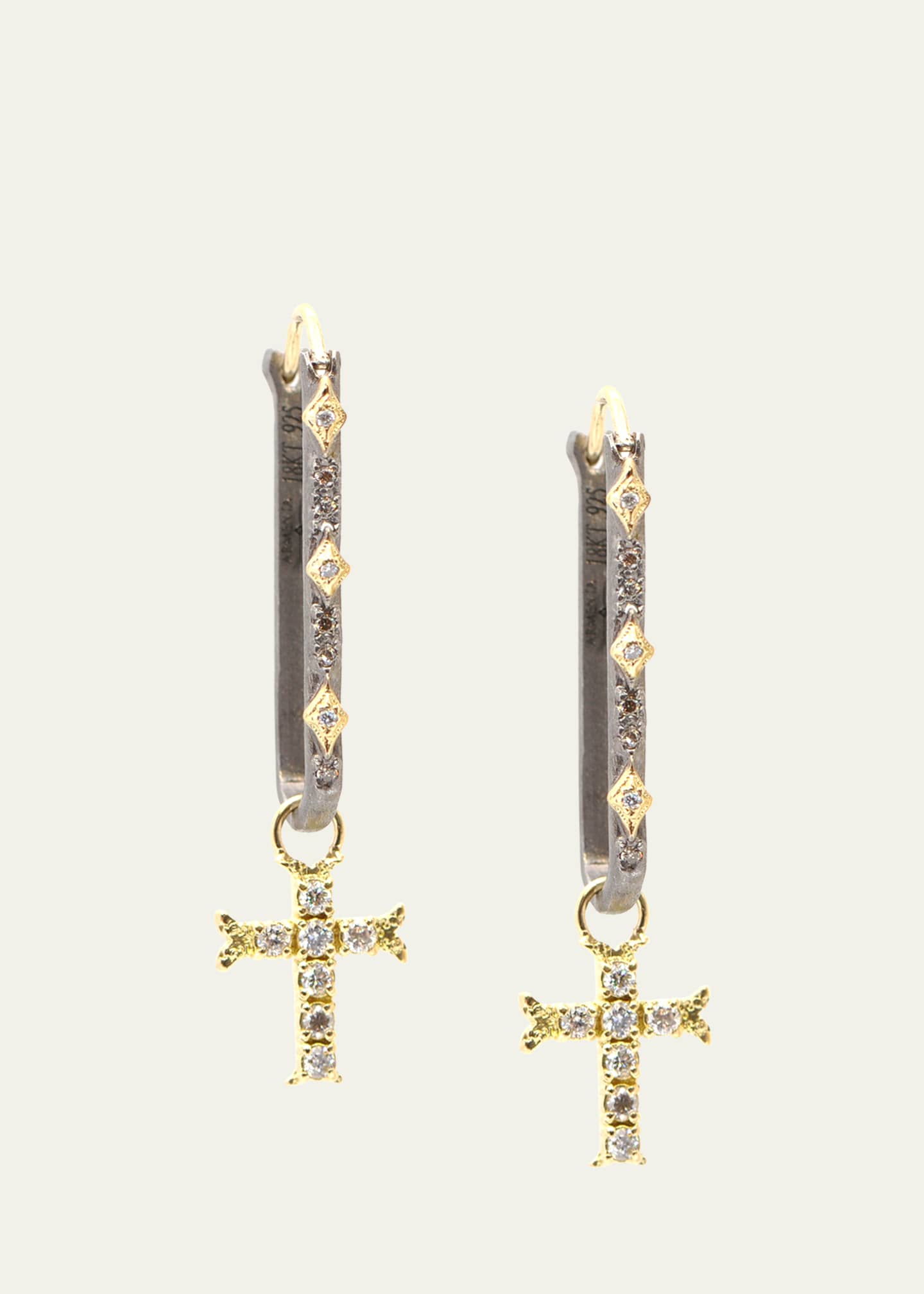 Armenta Old World 26mm Paperclip Earrings with Pave Cross Drops