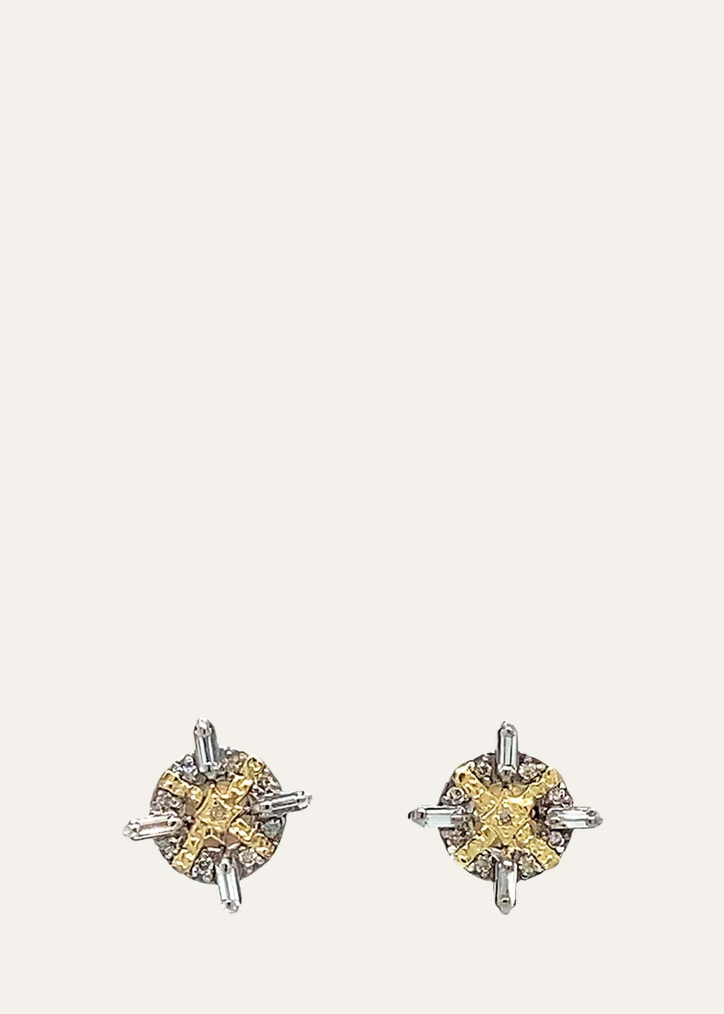 Armenta Old World Diamond and Sapphire Baguette Stud Earrings