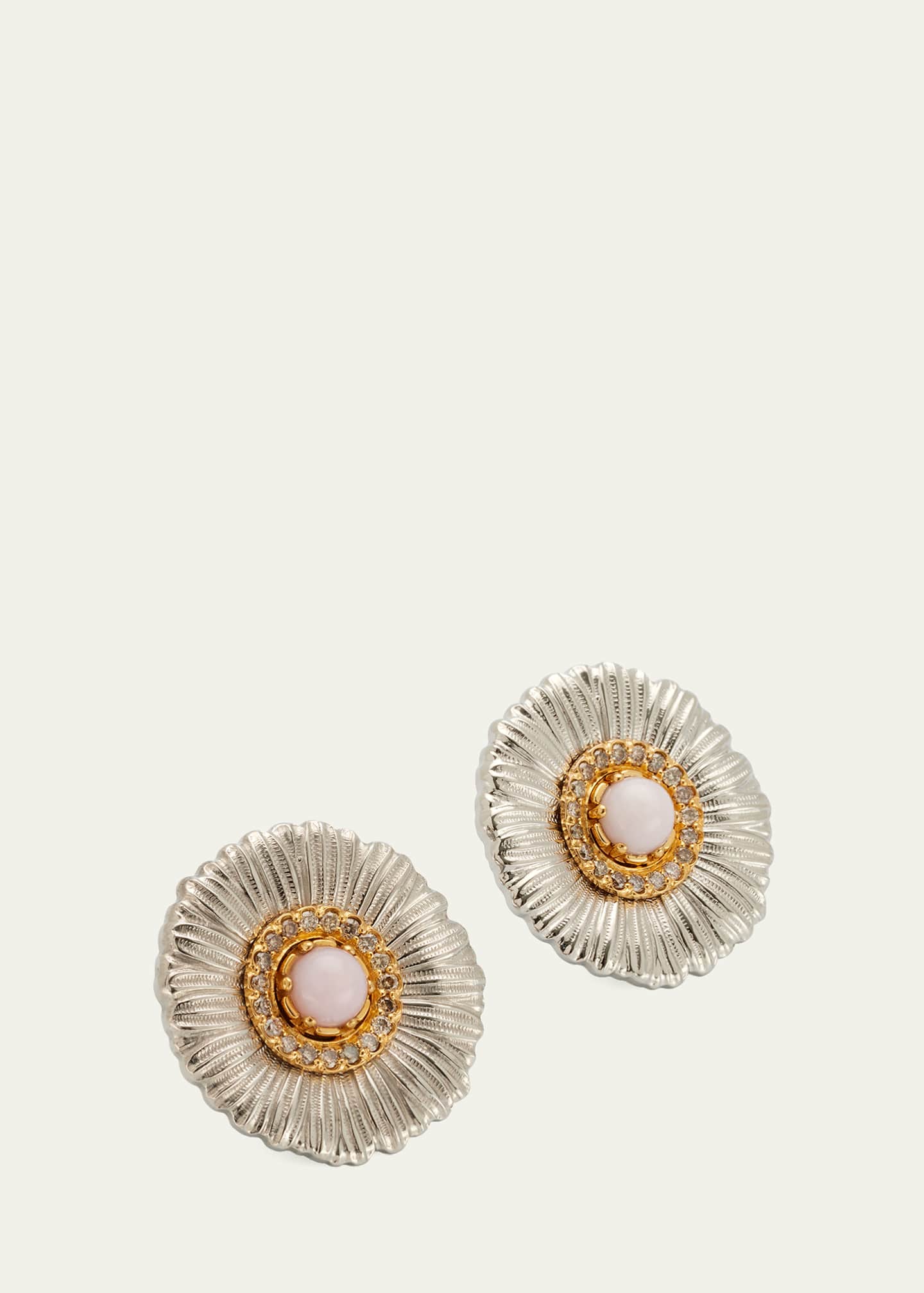 Buccellati Daisy Button Earring with Pink Opal