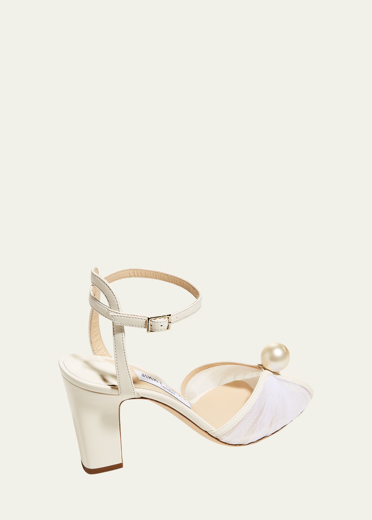 Jimmy Choo Sacaria Tulle Pearly Ankle-Strap Sandals Image 3 of 5