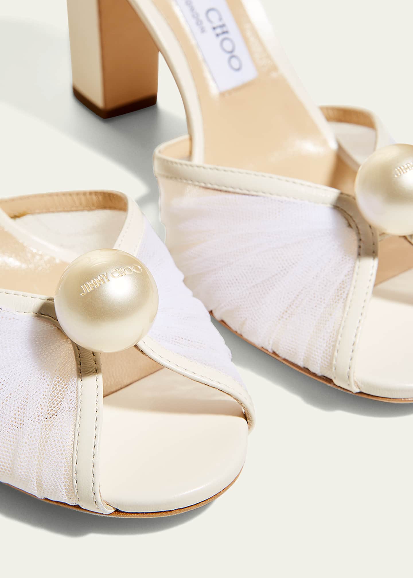 Jimmy Choo Sacaria Tulle Pearly Ankle Strap Sandals Bergdorf Goodman