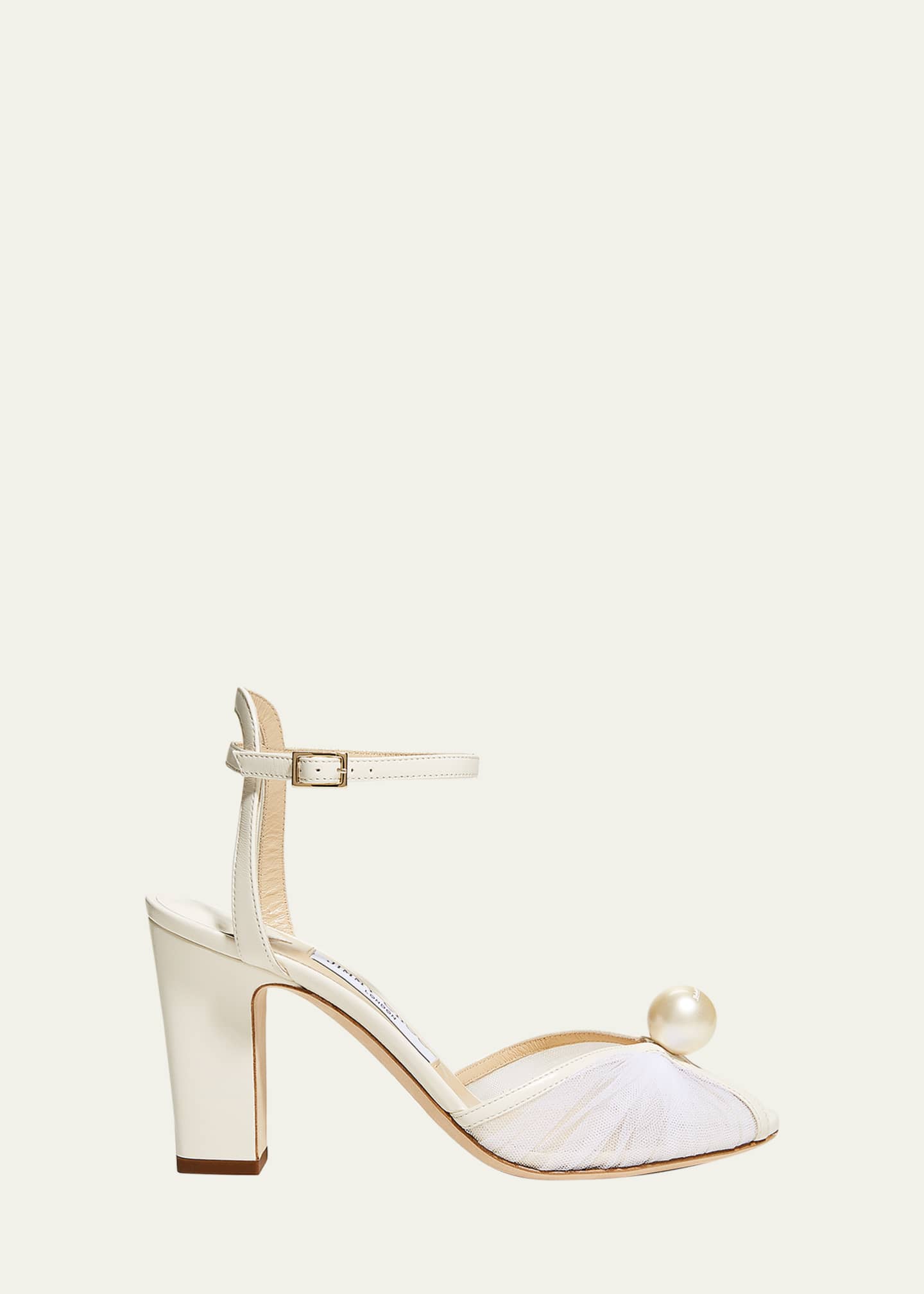 Jimmy Choo Sacaria Tulle Pearly Ankle-Strap Sandals Image 1 of 5