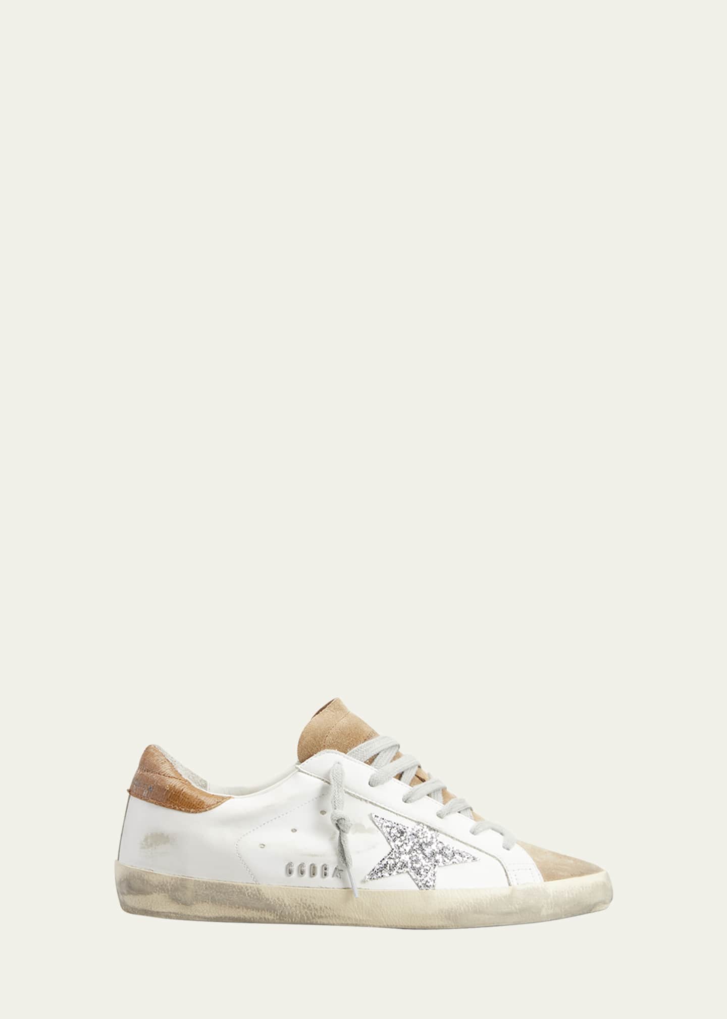 Golden Goose Superstar Mixed Leather Glitter Low-Top Sneakers ...
