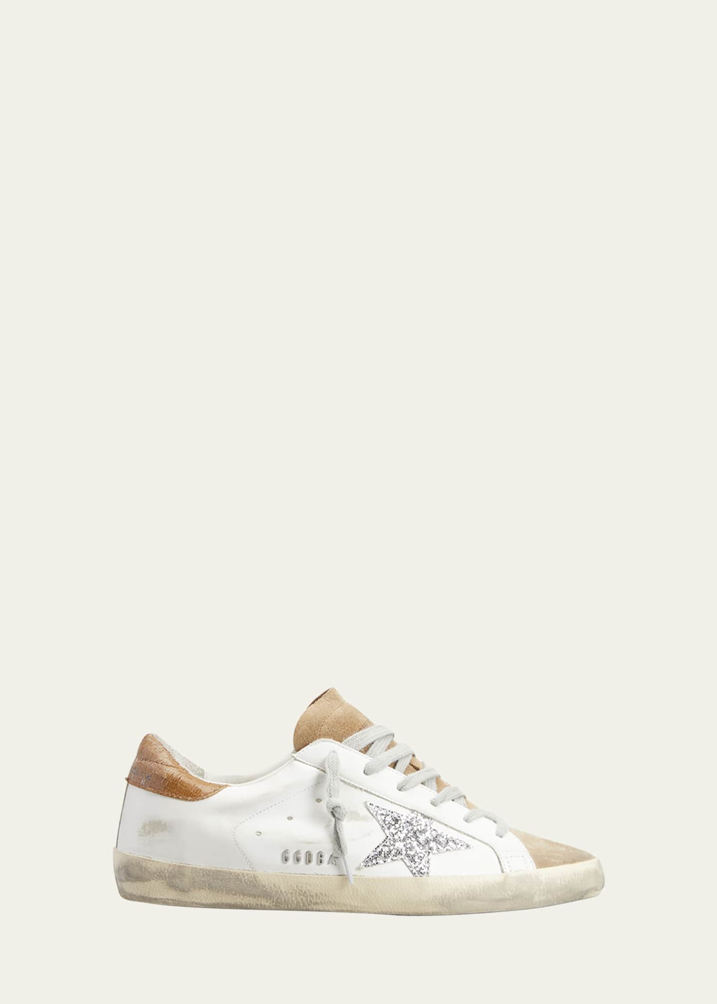 Superstar mixed leather glitter sneakers