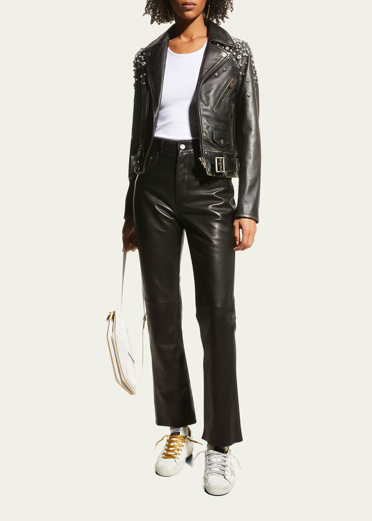 Leather deals goose jacket