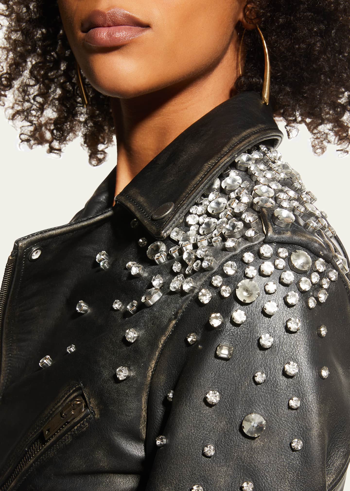Golden Goose Golden Distressed Leather Jacket with Crystals Image 5 of 5
