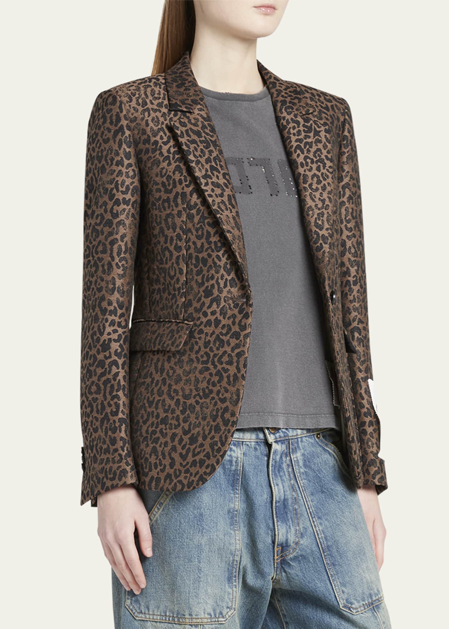 Leopard Jacquard Wool Blazer