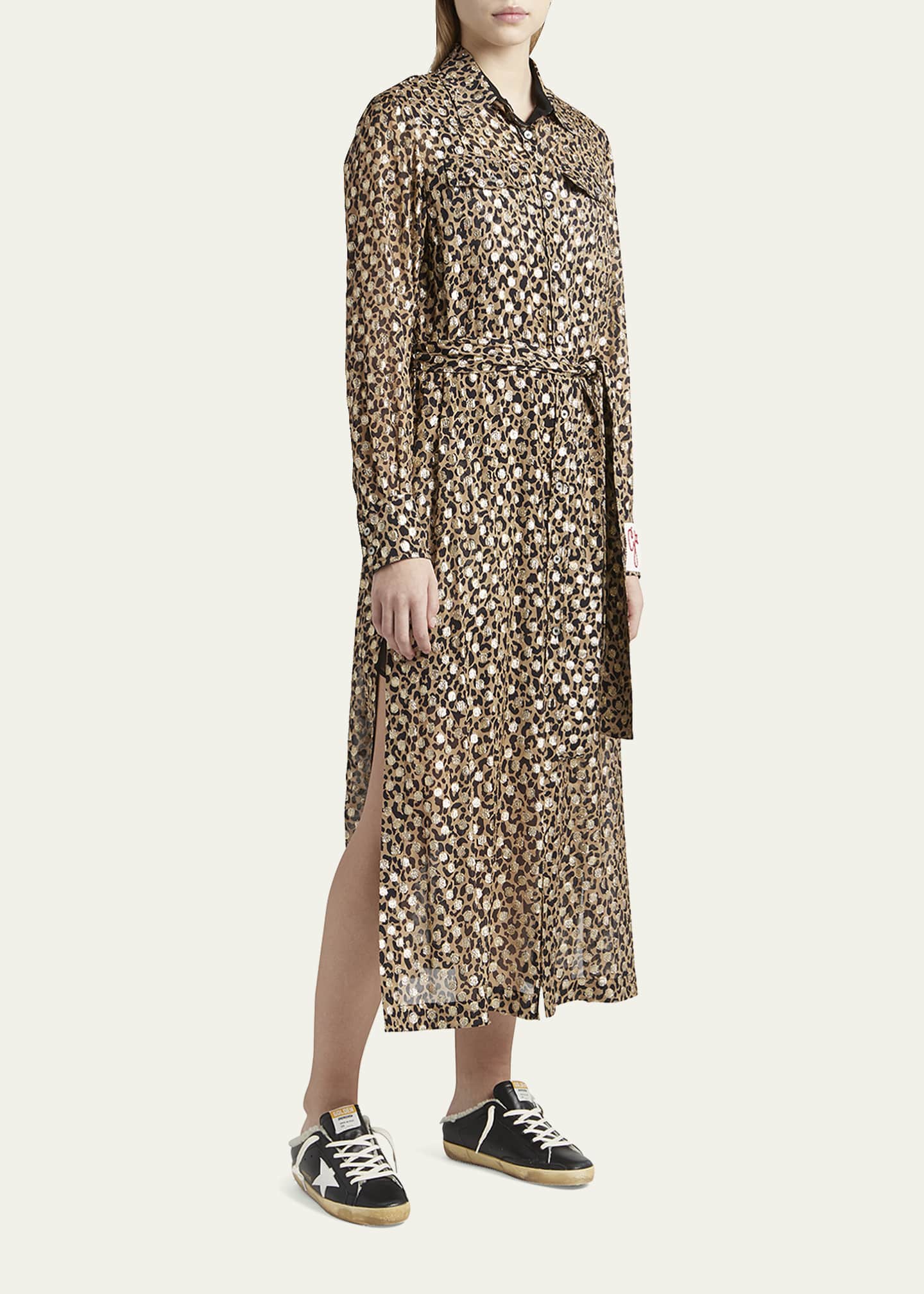 Golden Goose Leopard-Print Fil Coupe Shirtdress Image 4 of 5