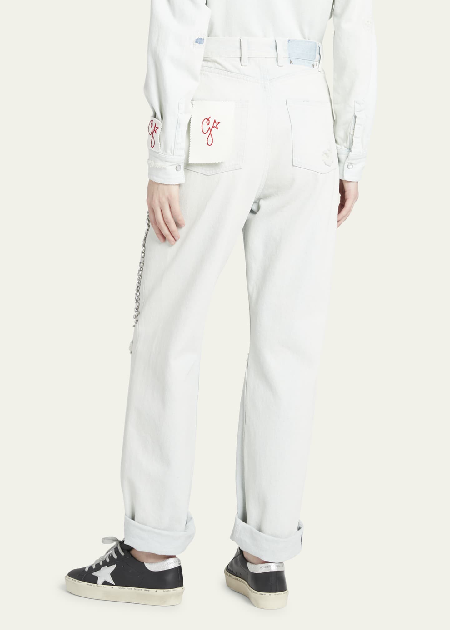 デニム・ジーパン Golden  KIM DENIM CRYSTALS JEANS Golden Goose Kim Bleached Jeans with Crystals - Bergdorf Goodman