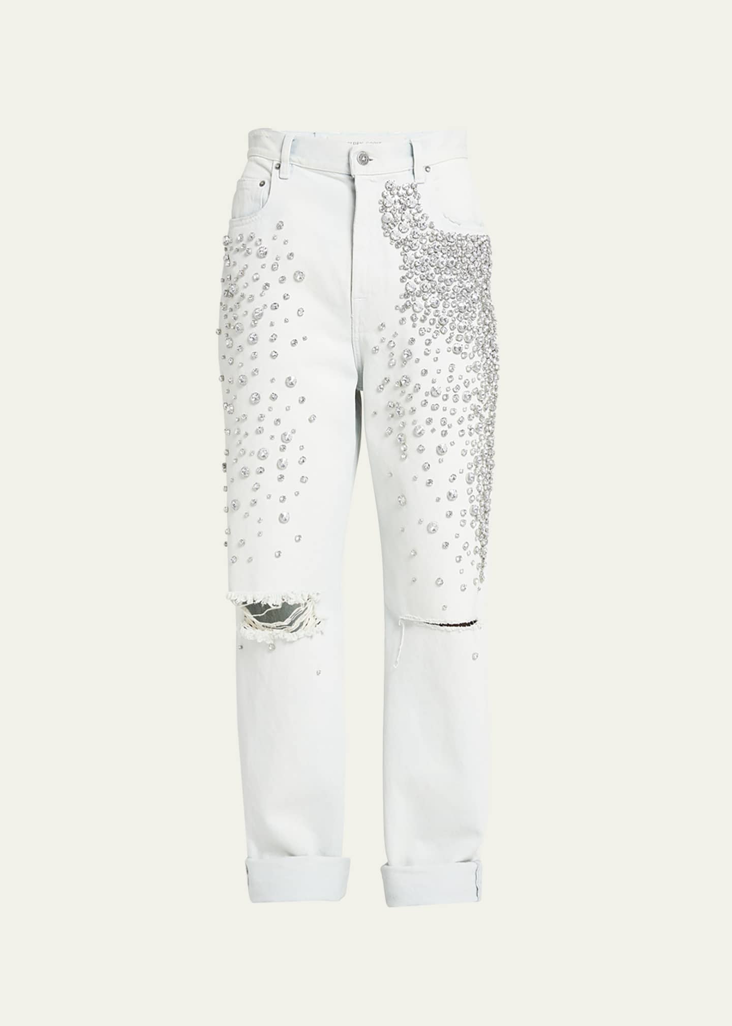 Golden Goose Kim Bleached Jeans with Crystals