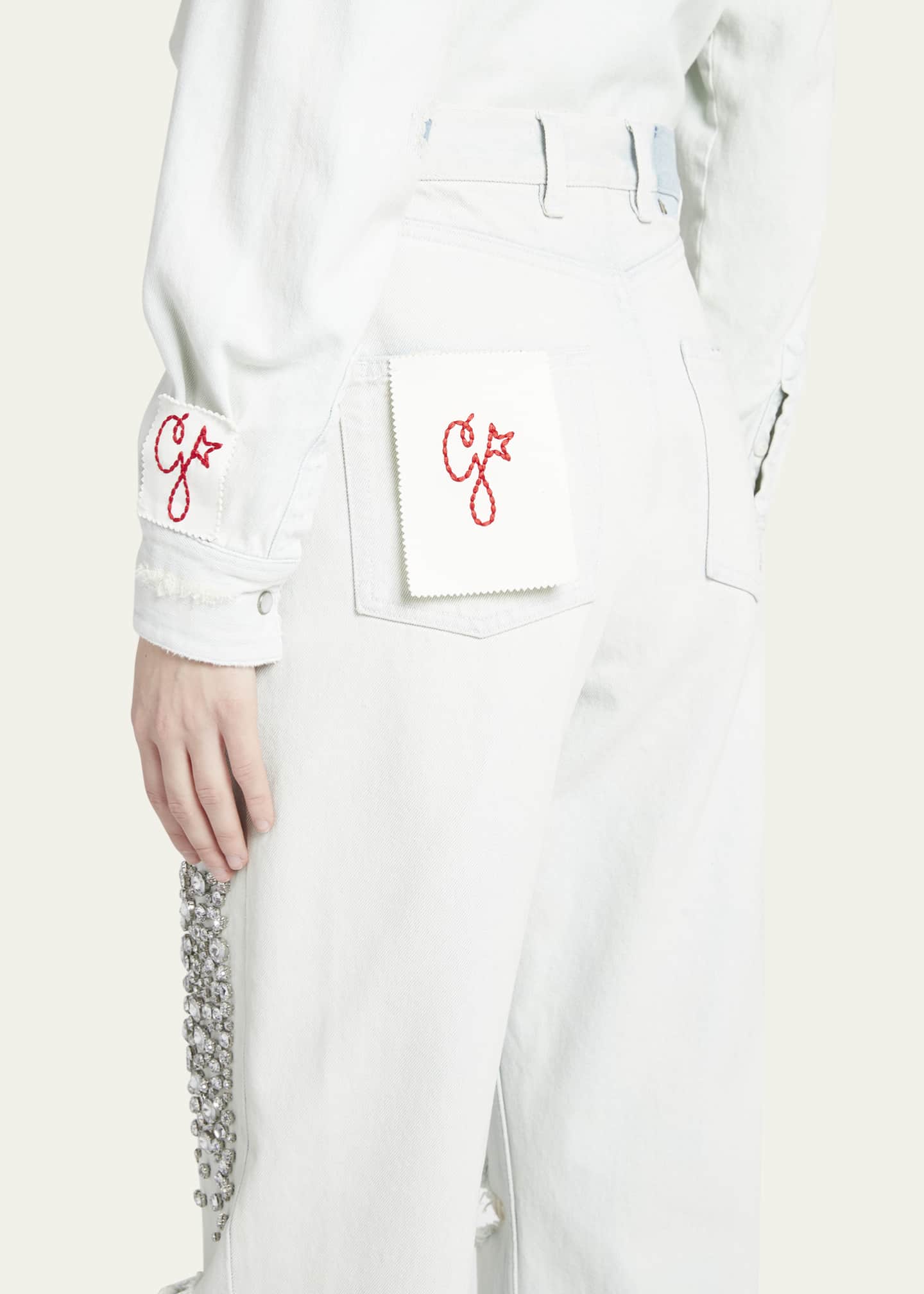 Golden Goose Kim Bleached Jeans with Crystals - Bergdorf Goodman
