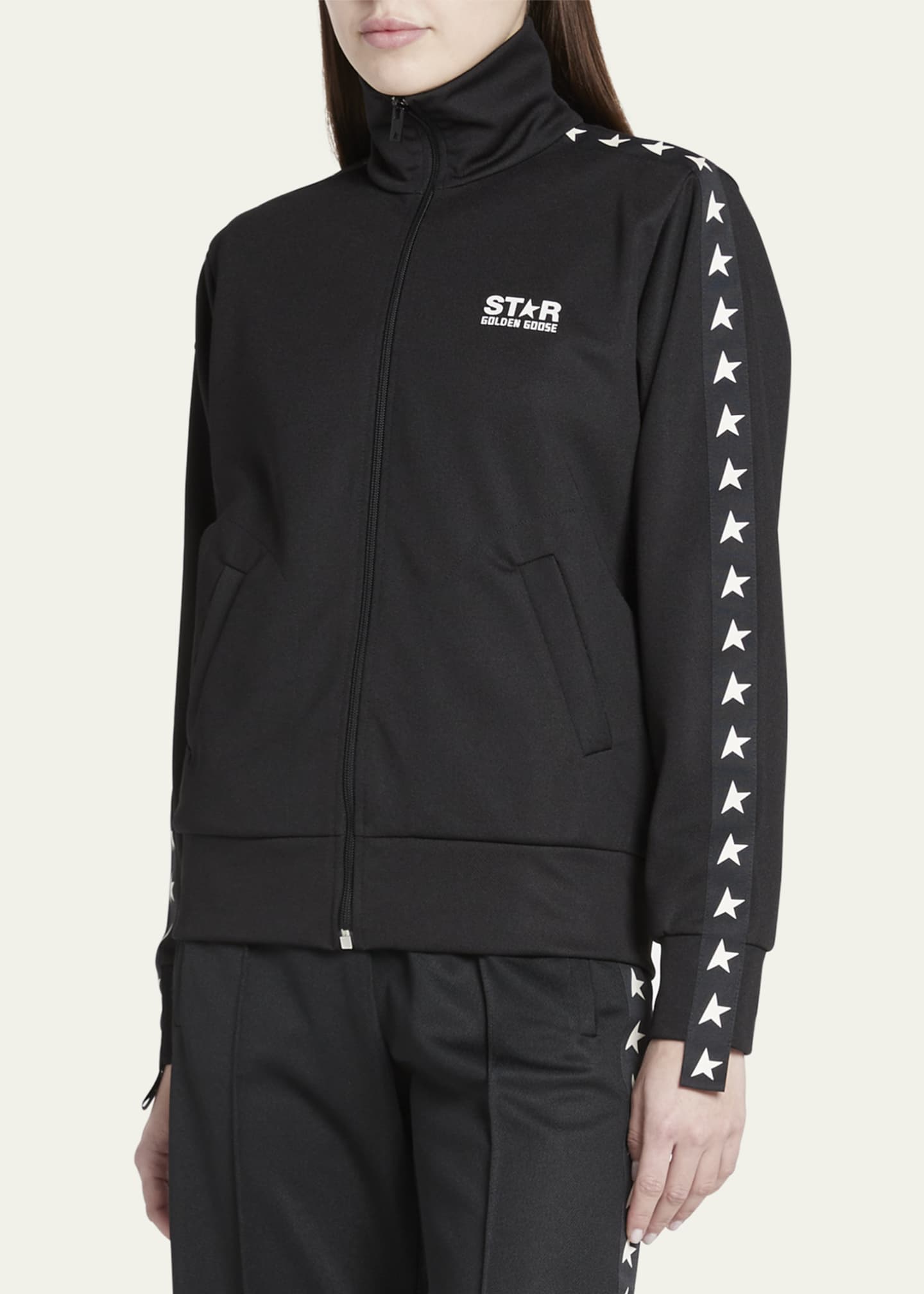 Golden Goose Grosgrain-Trim Tech Jersey Track Jacket Image 4 of 5