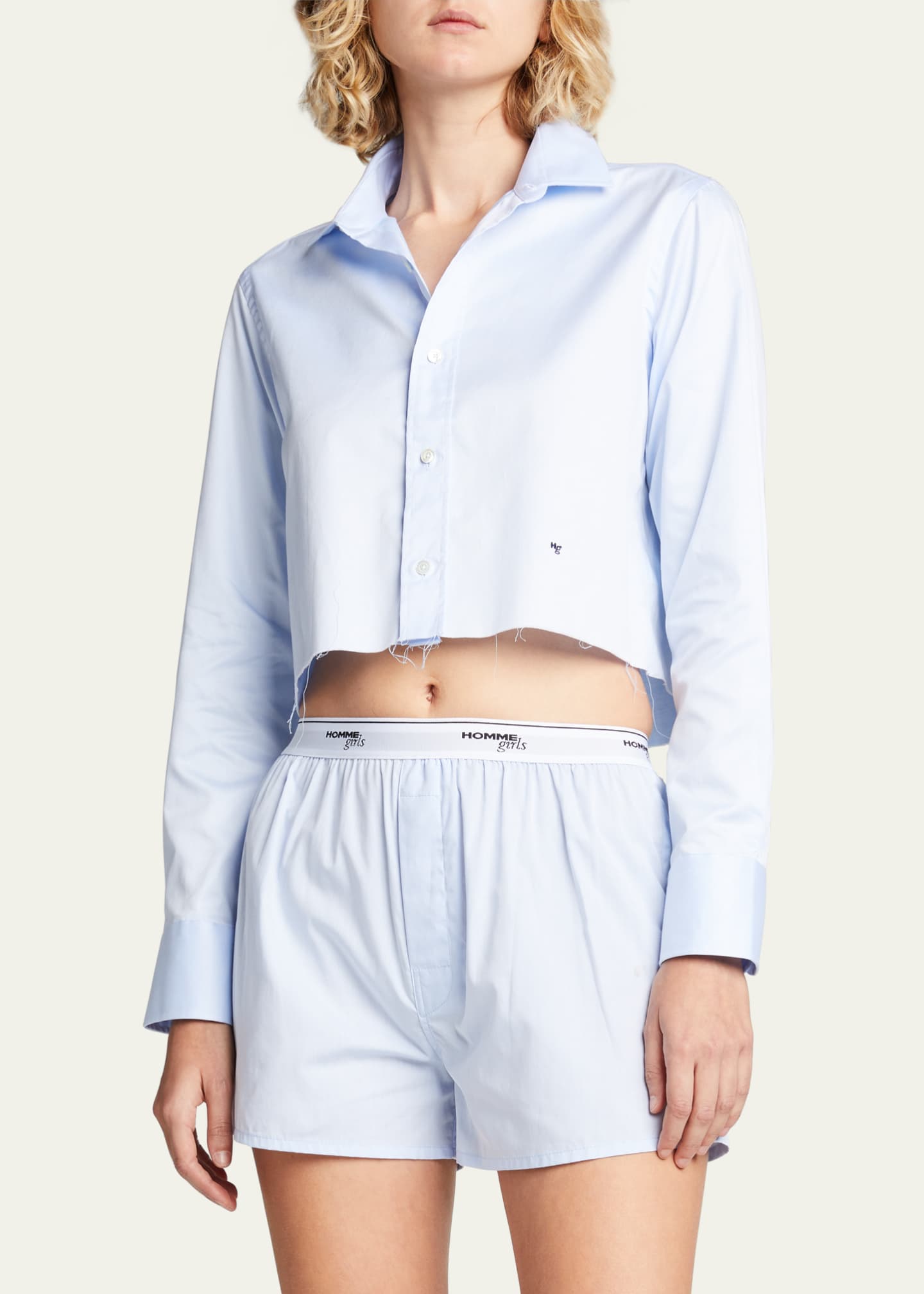 HOMMEGIRLS Logo-Band Boxer Pajama Shorts - Bergdorf Goodman