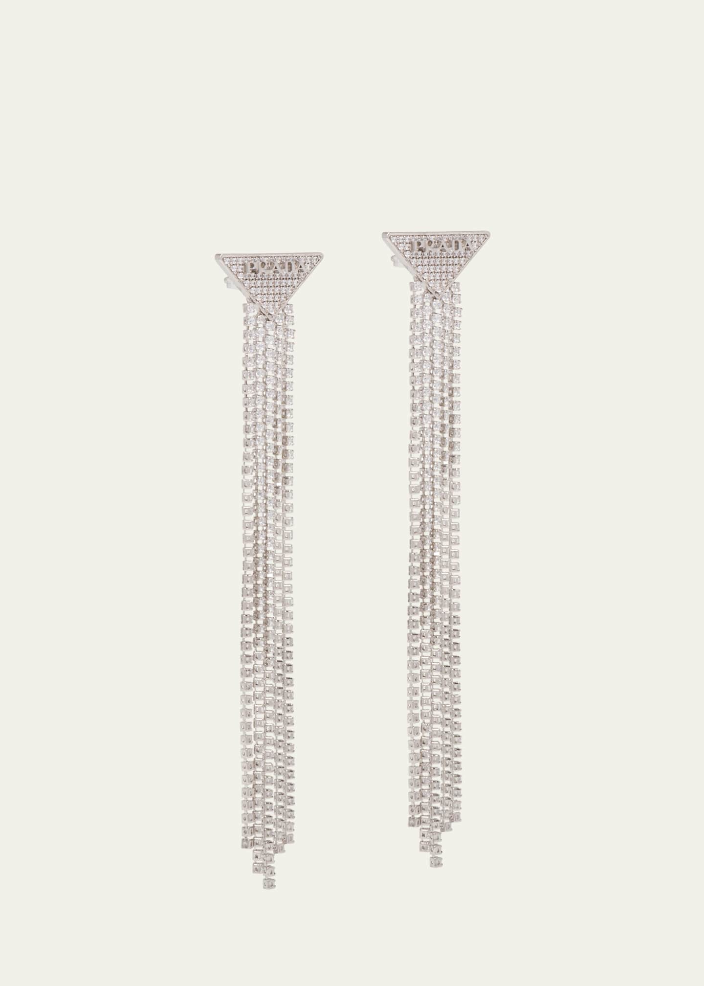 Prada Crystal Logo Symbole Chandelier Earrings Image 2 of 4