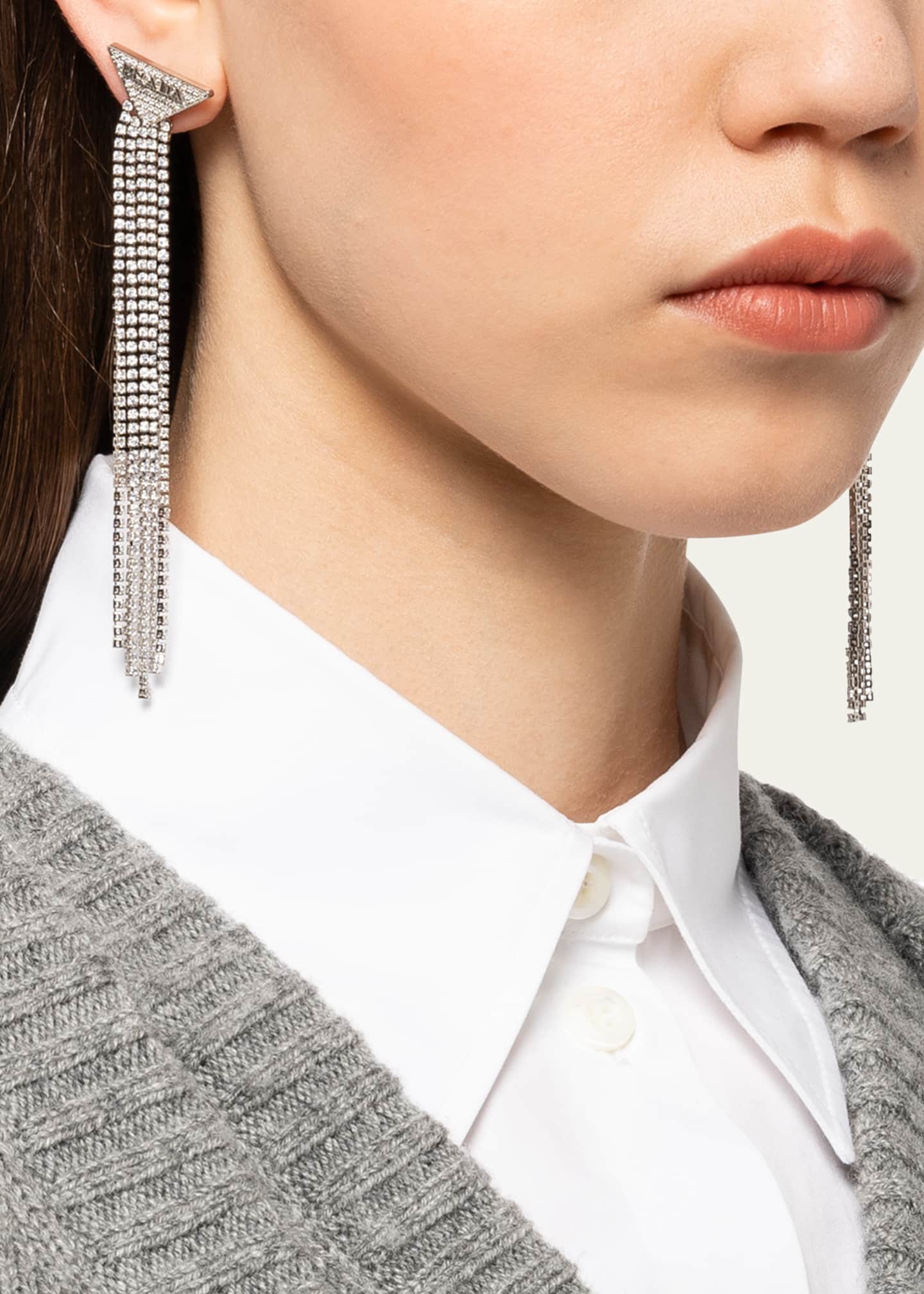 Prada Crystal Logo Symbole Chandelier Earrings Image 4 of 4