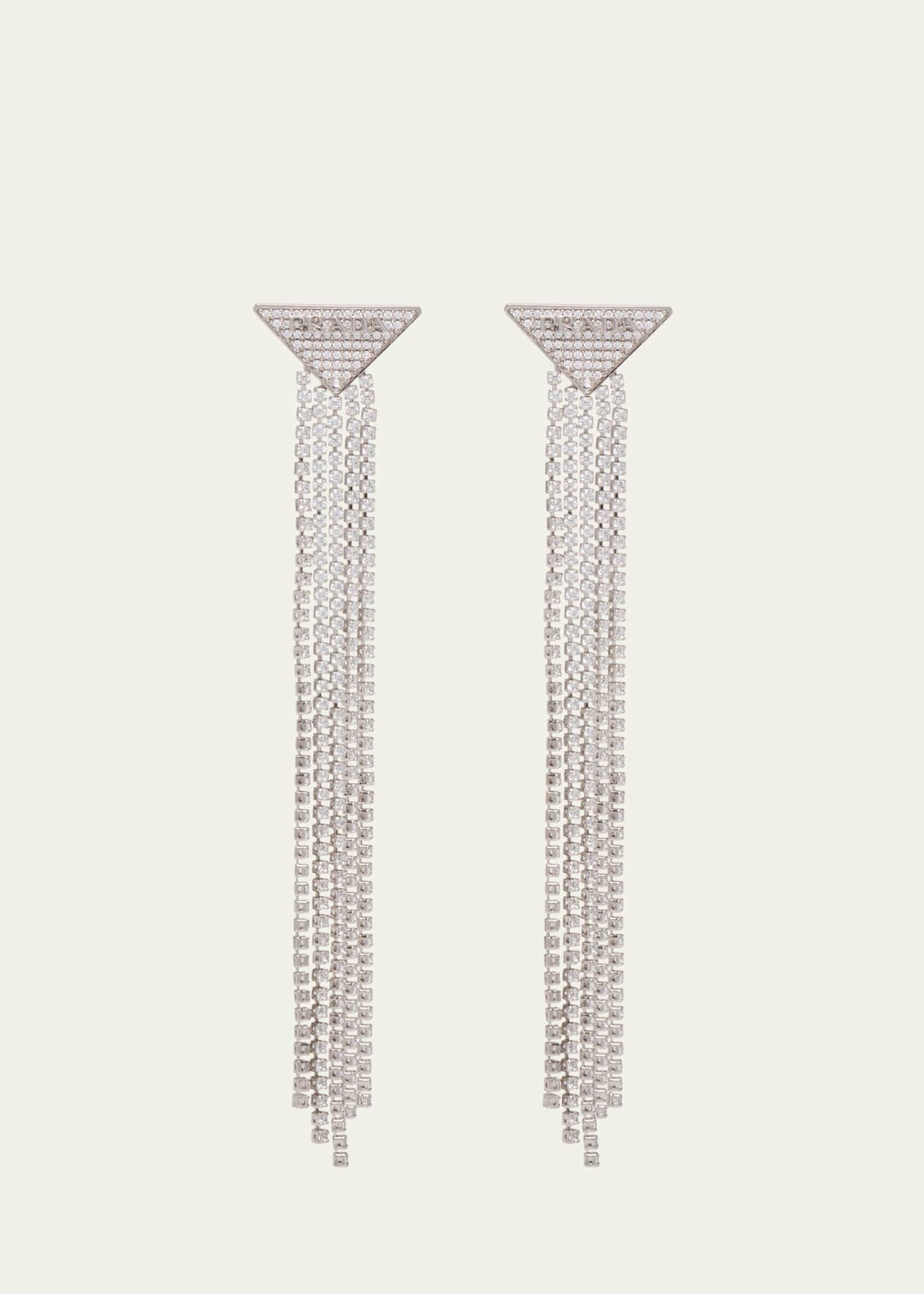 Prada Crystal Logo Symbole Chandelier Earrings Image 1 of 4