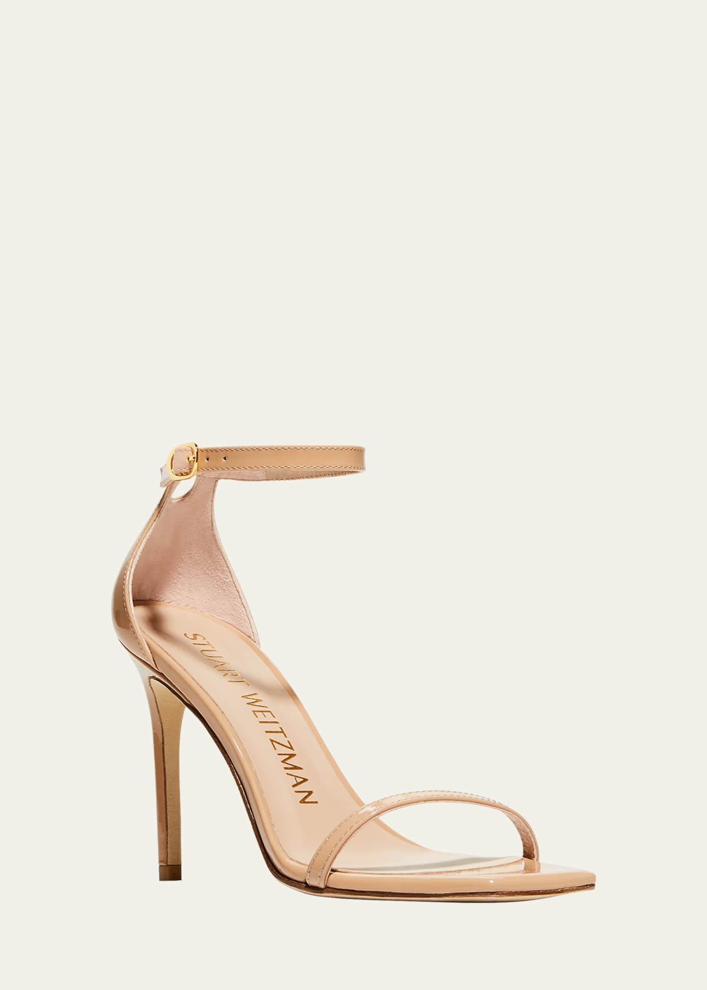 Stuart Weitzman Nudistcurve Patent Ankle-Strap Sandals - Bergdorf Goodman