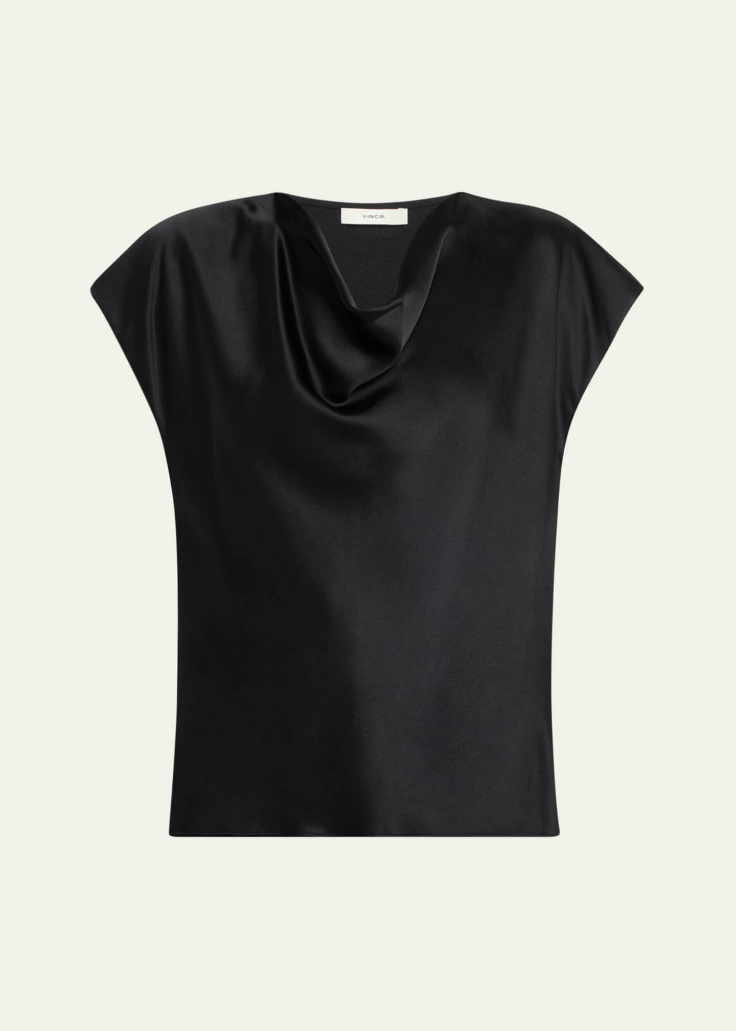 Vince Cowl-Neck Cap-Sleeve Satin Blouse Image 1 of 5