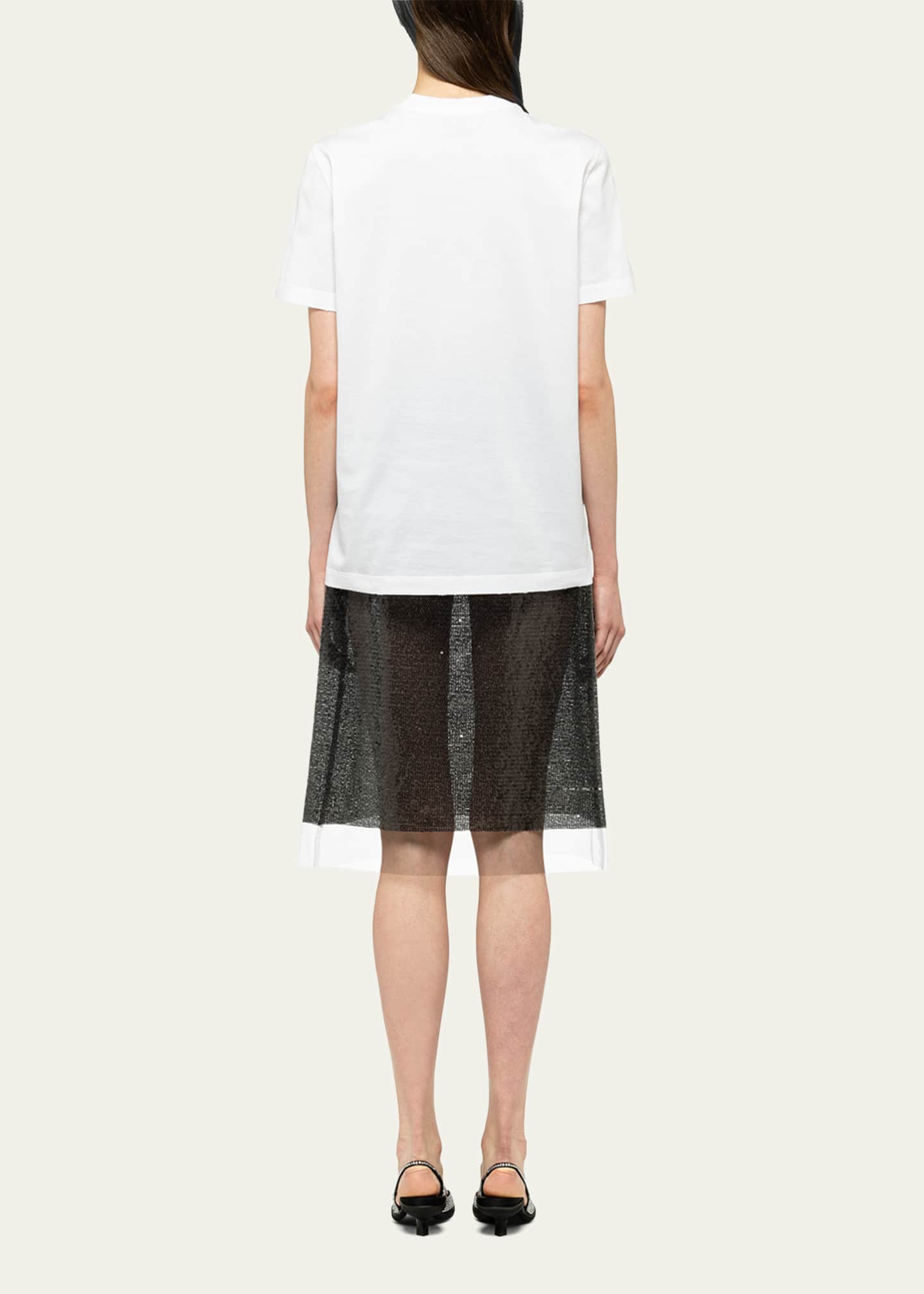 Prada Embellished Logo Jersey T-Shirt Image 3 of 5