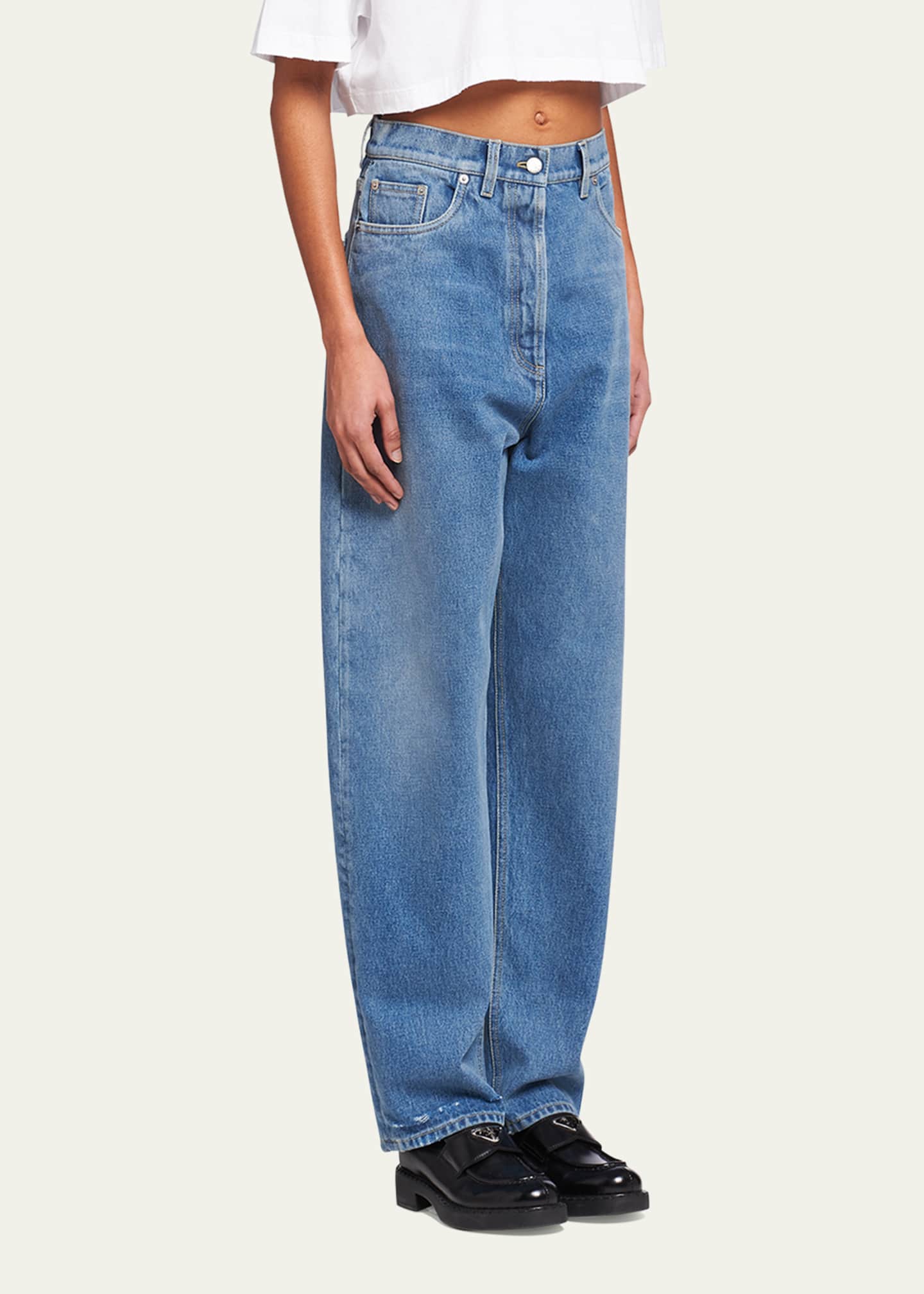 Prada Washed Denim Pant with Signature Logo Image 4 of 5