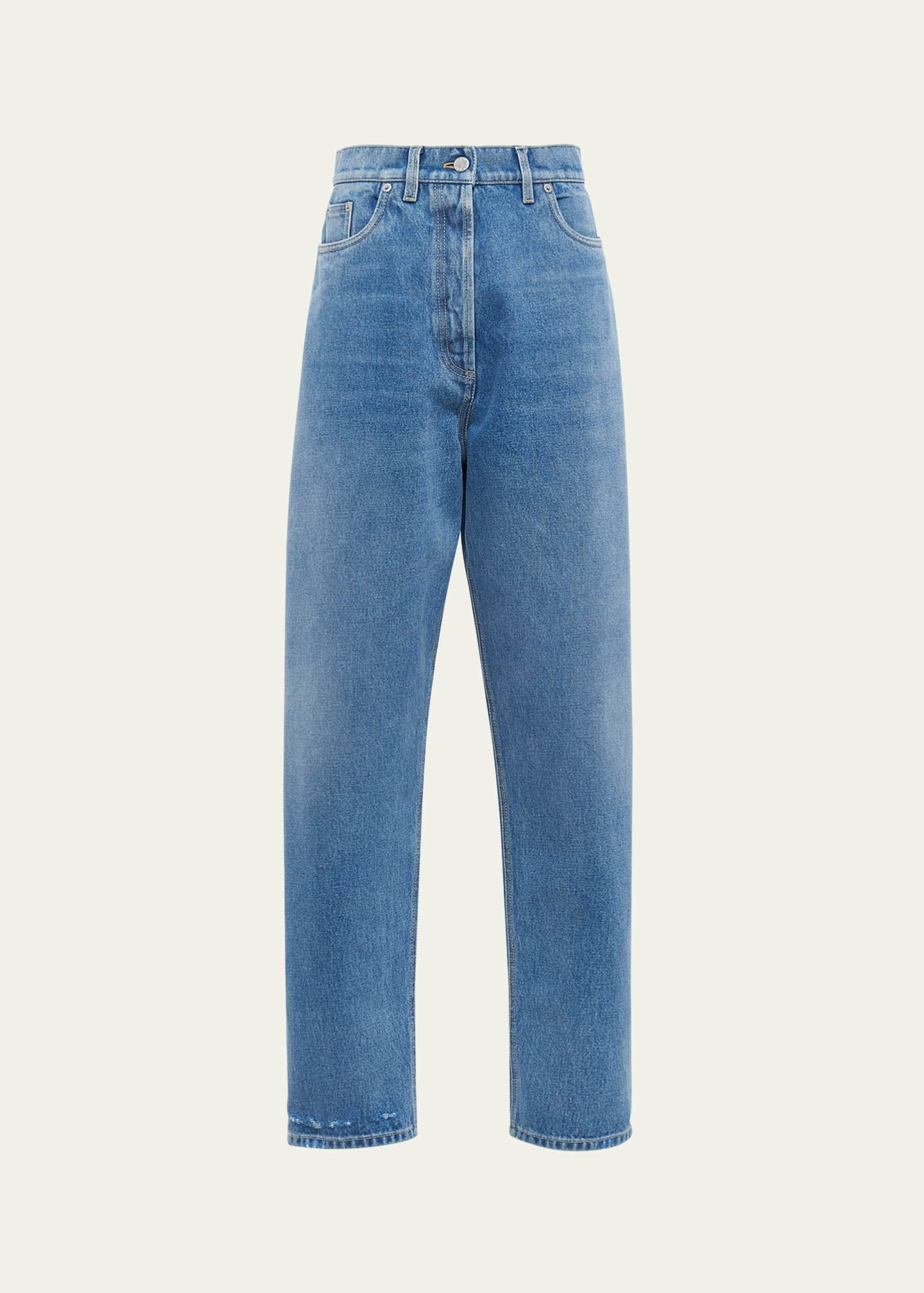 Prada Washed Denim Pant with Signature Logo Image 1 of 5