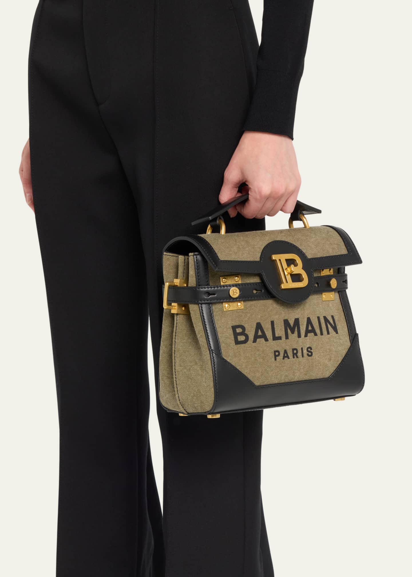 Balmain BBuzz 23 Logo Canvas Satchel Bag Image 2 of 5