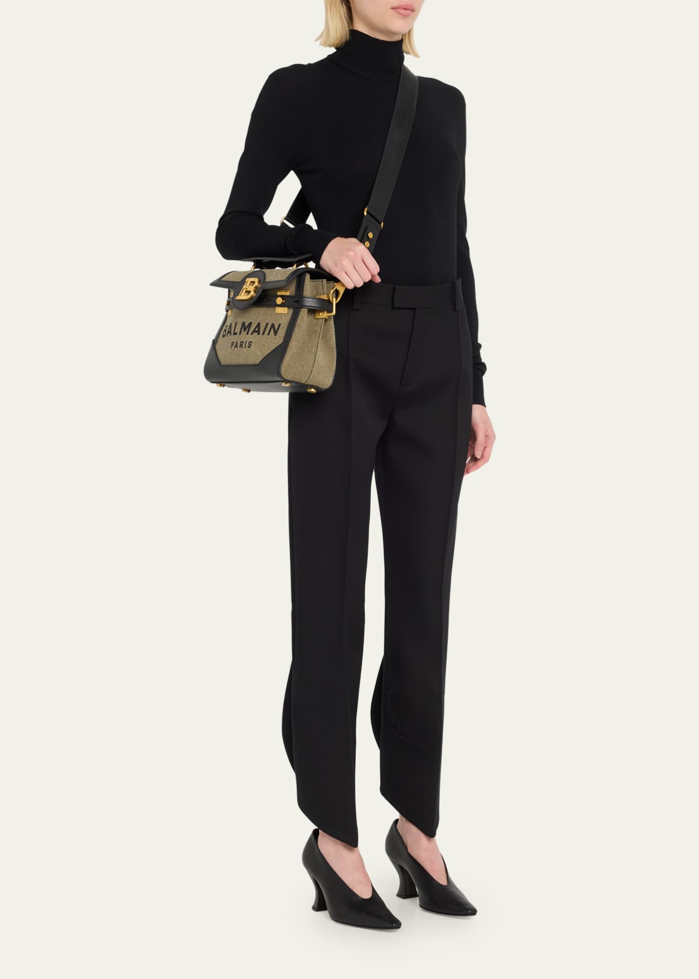 Balmain BBuzz 23 Logo Canvas Satchel Bag Image 5 of 5