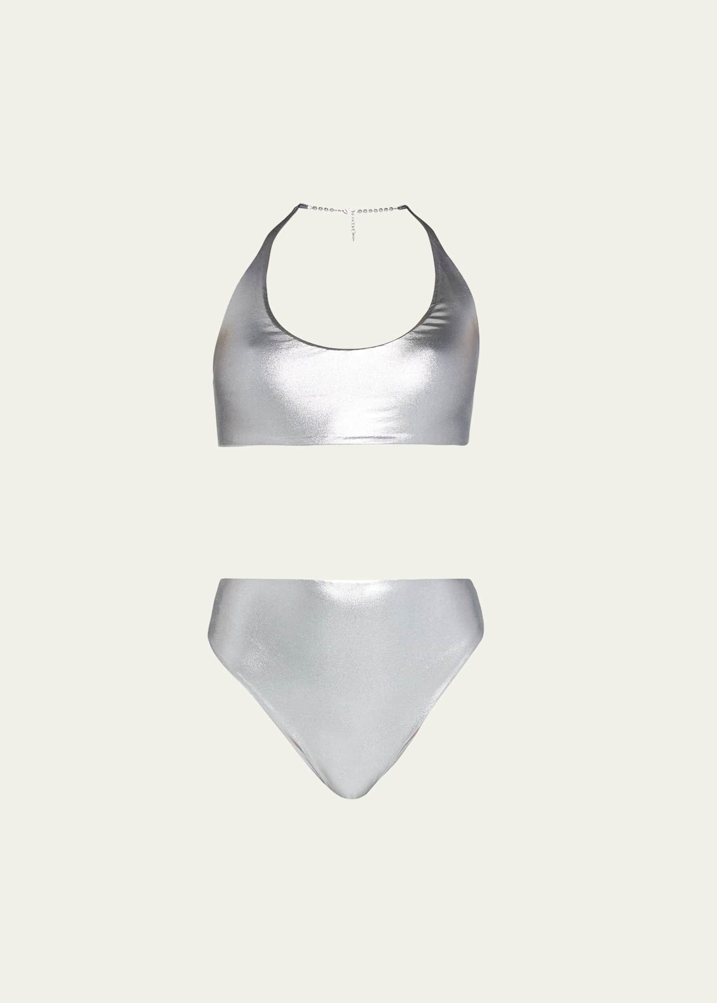 The Attico Metallic TwoPiece Bikini Set Bergdorf Goodman