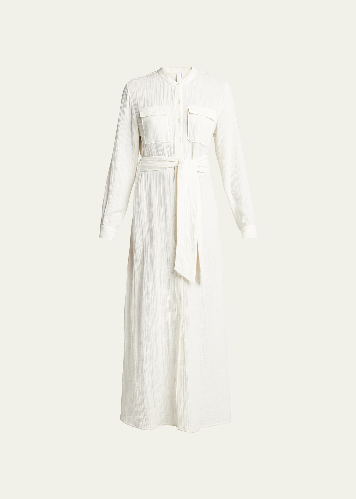 SIMKHAI Ester Textured Tie-Waist Coverup Shirtdress - Bergdorf Goodman