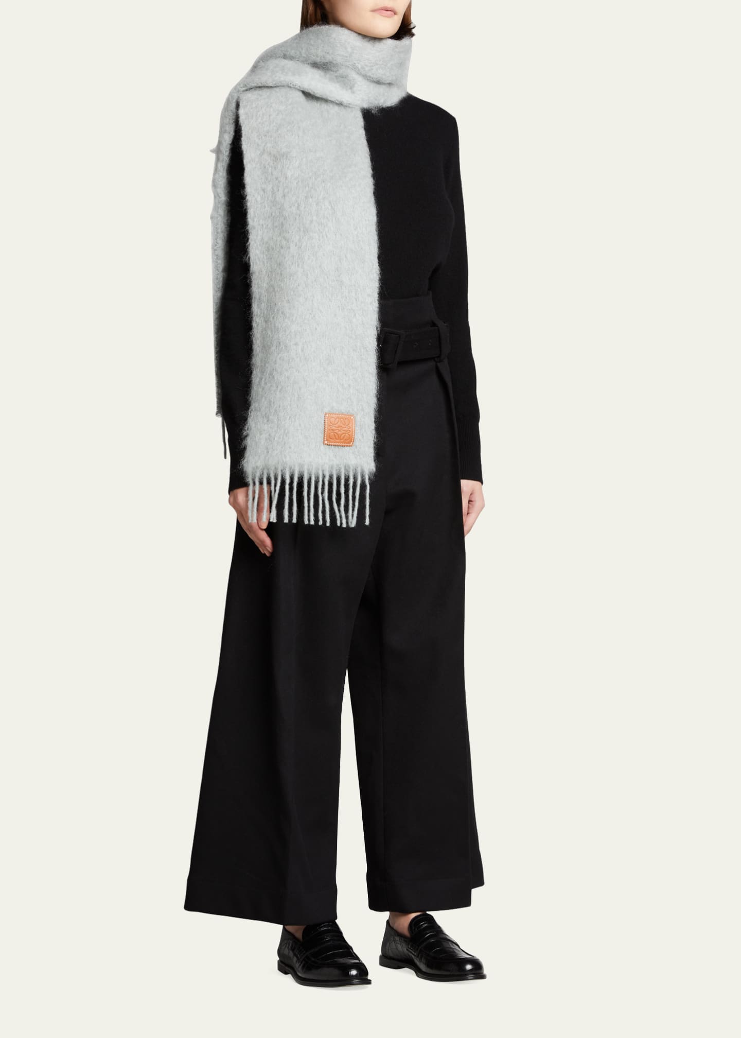 Loewe Anagram Mohair Fringe Scarf - Bergdorf Goodman Loewe Anagram Mohair Fringe Scarf - Bergdorf Goodman