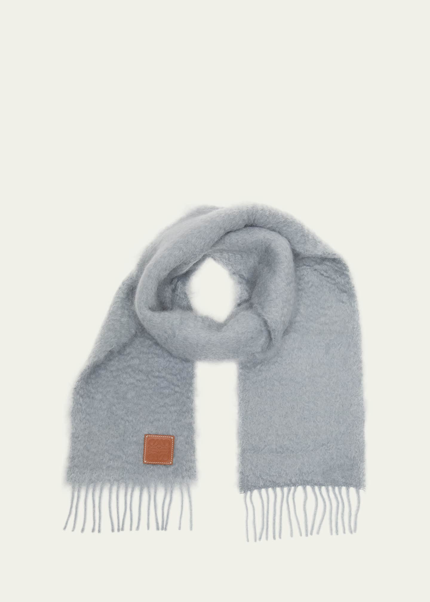 Loewe Anagram Wool And Cashmere Scarf in Gray