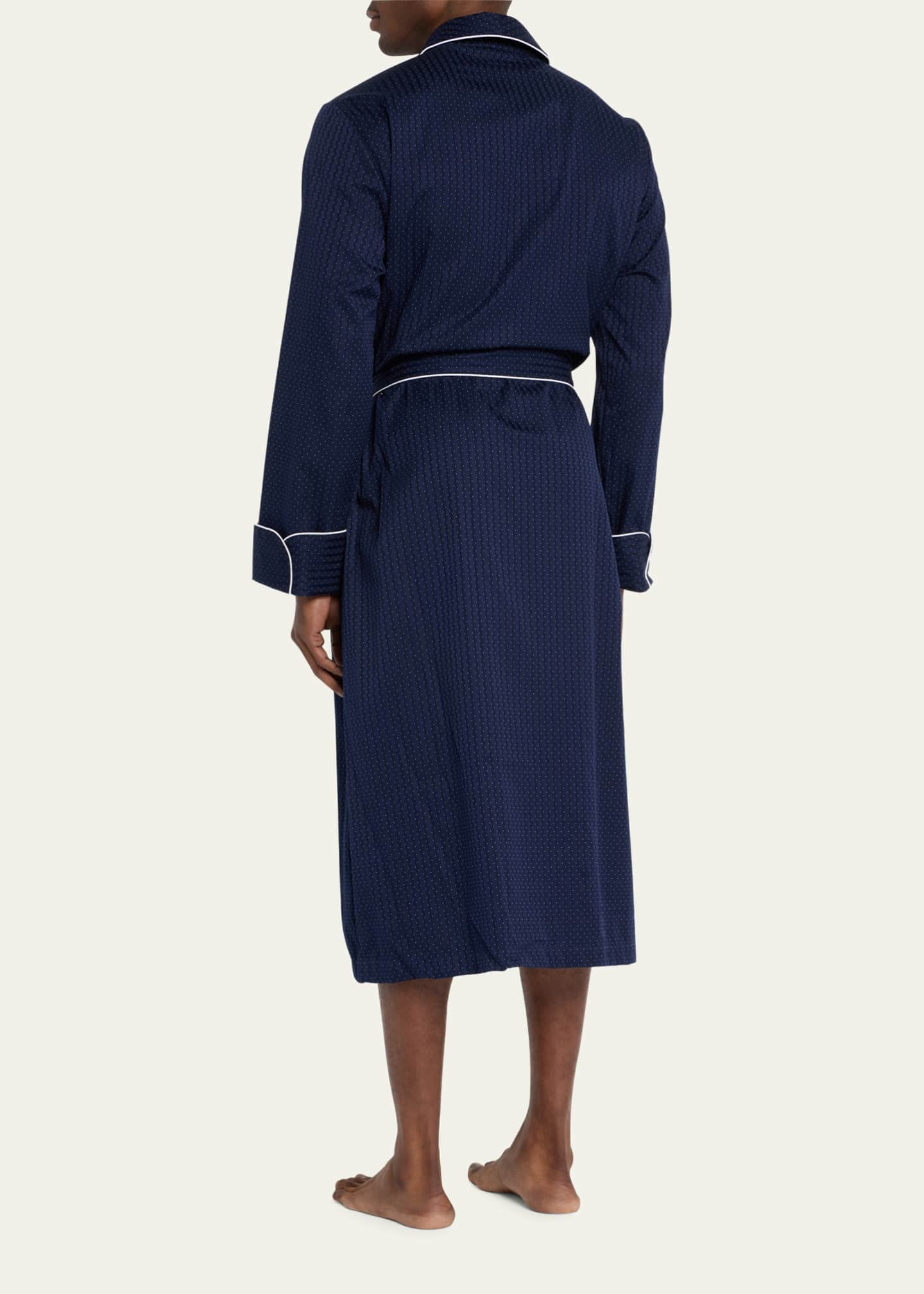 Derek Rose Men's Dotted Royal Robe w/ Piping Image 3 of 5