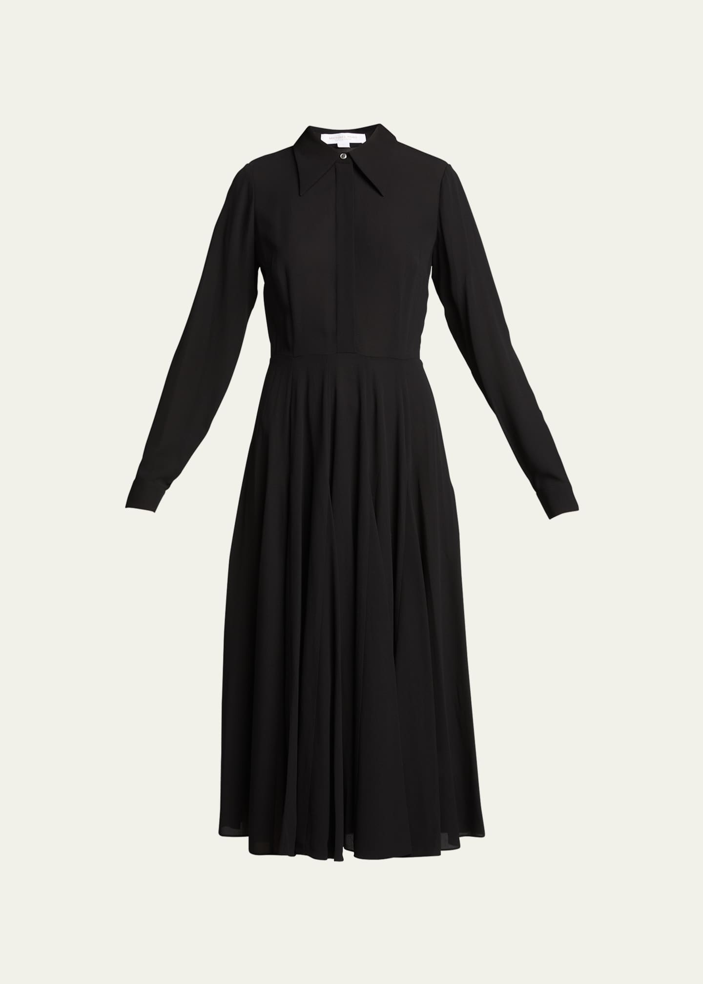 Michael Kors Collection Fit-&-Flare Silk Midi Shirtdress - Bergdorf Goodman