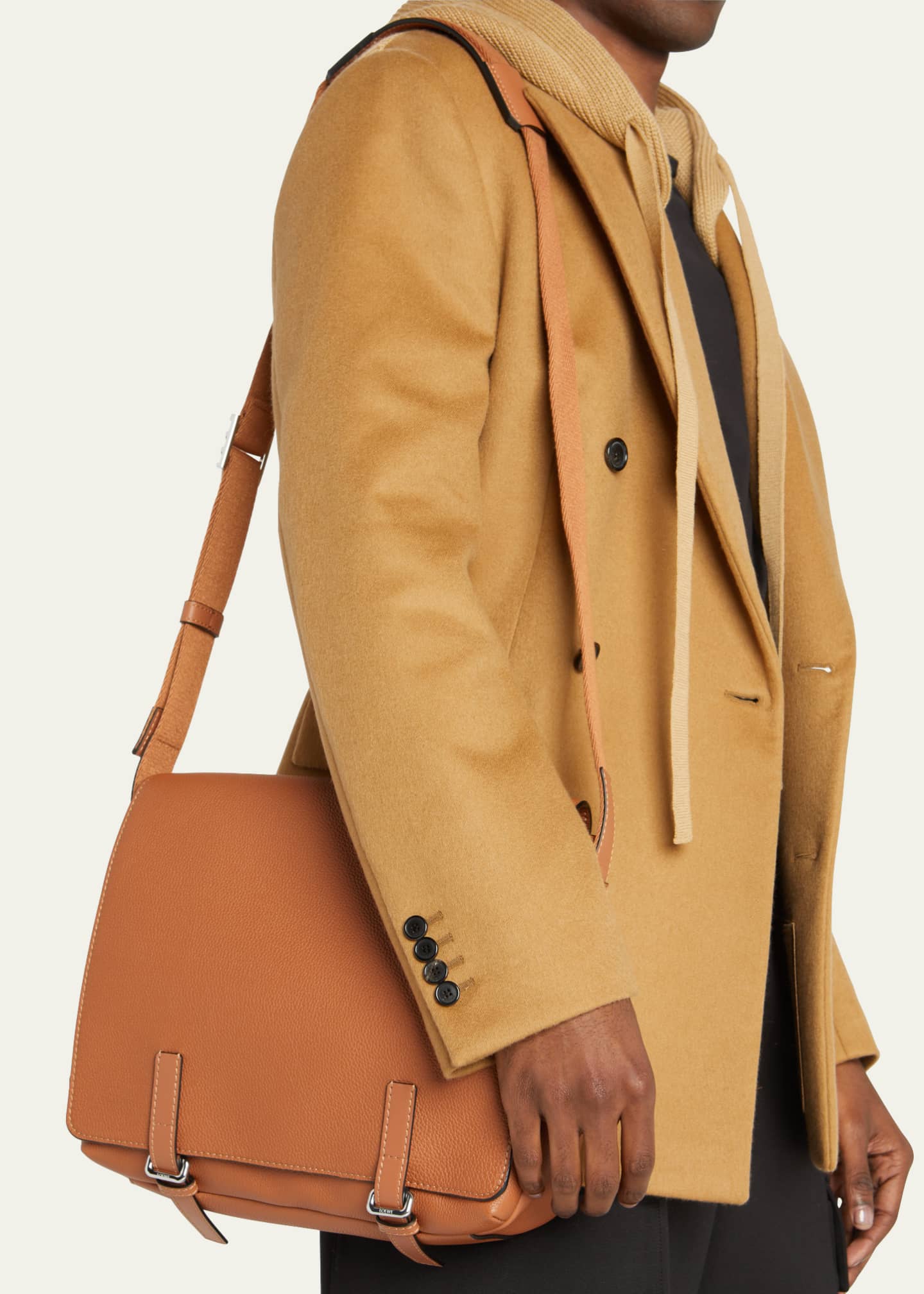 Loewe Men's Leather Military Messenger Bag Bergdorf Goodman