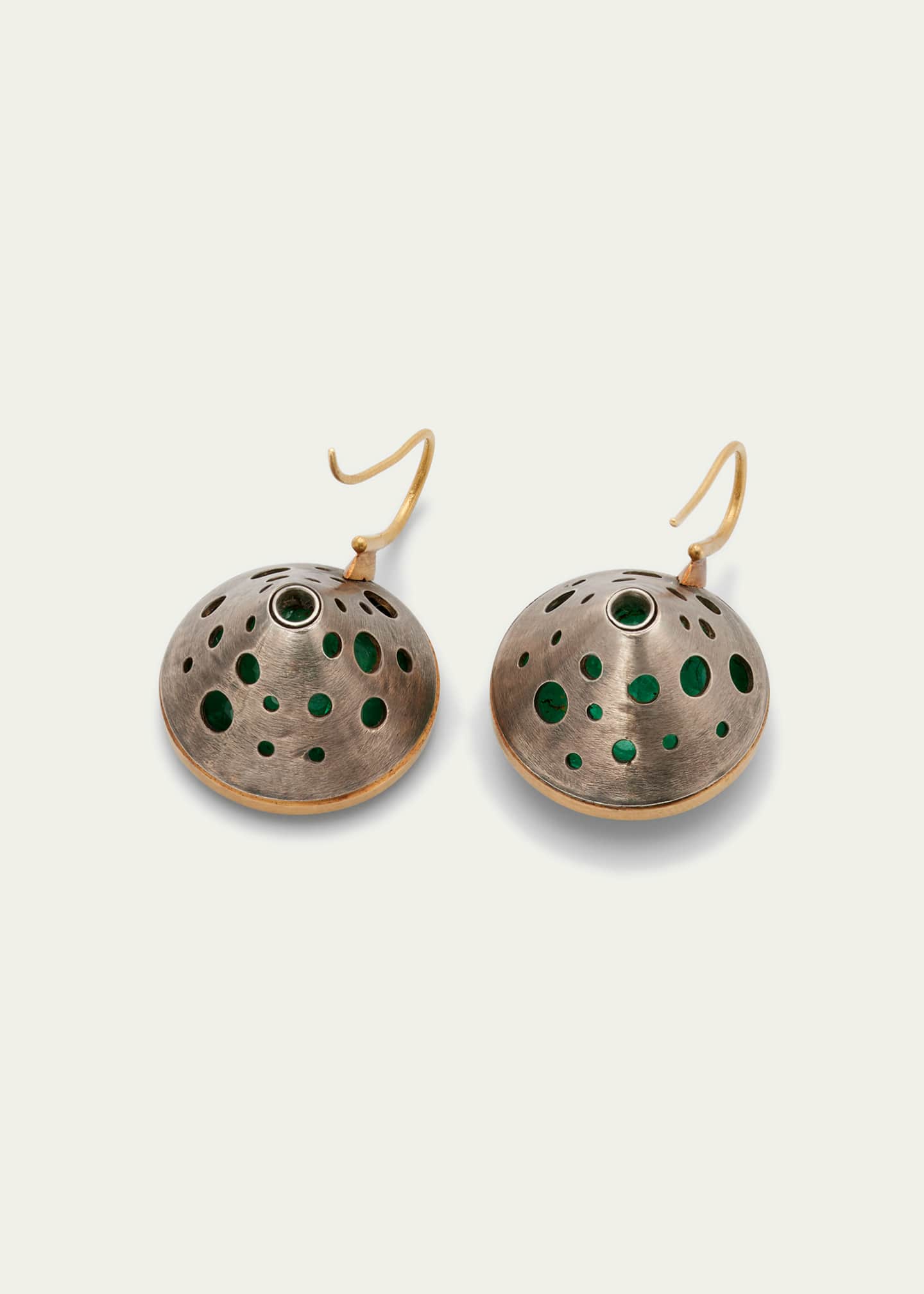 JUDY GEIB Giant Round Emerald Cone-Shape Earrings Image 4 of 4