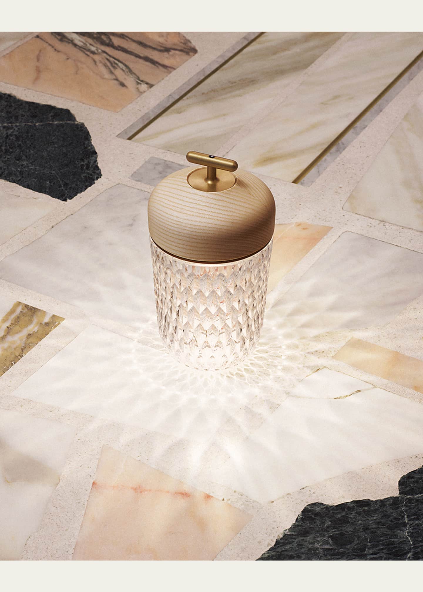 Saint Louis Crystal Folia Clear Woodbrushed Brass Finish Portable Lamp Image 3 of 3