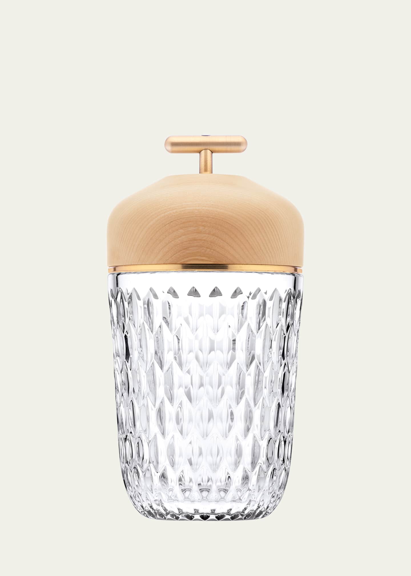 Saint Louis Crystal Folia Clear Woodbrushed Brass Finish Portable Lamp Image 1 of 3