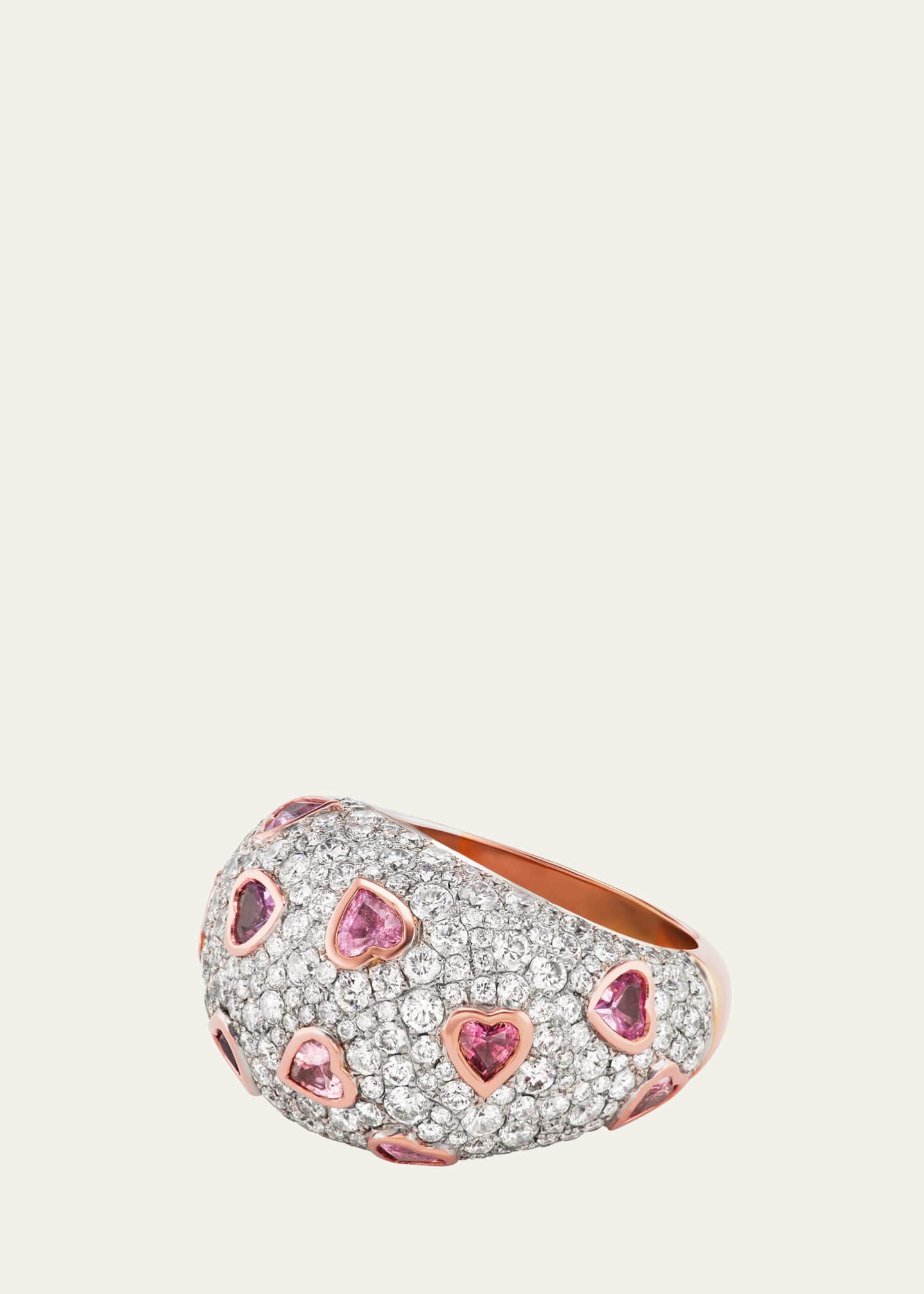 Emily P. Wheeler 18K Rose Gold Sparkle Dome Statement Ring with Diamonds and Sapphires Image 2 of 2