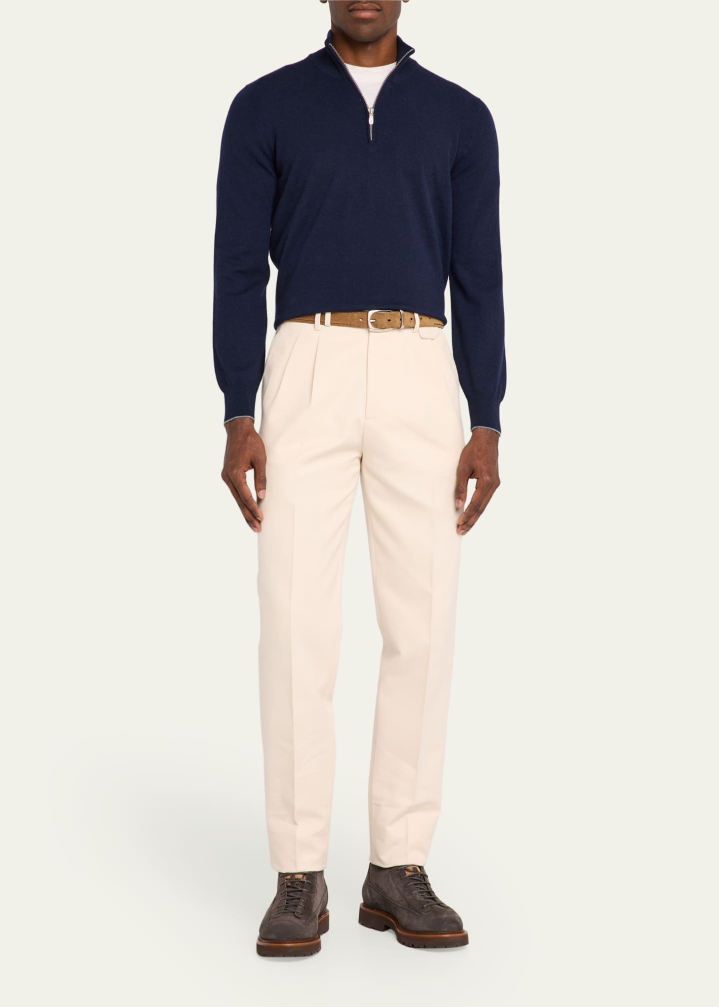 Brunello Cucinelli Men's Cashmere 1/4-Zip Sweater Image 2 of 5