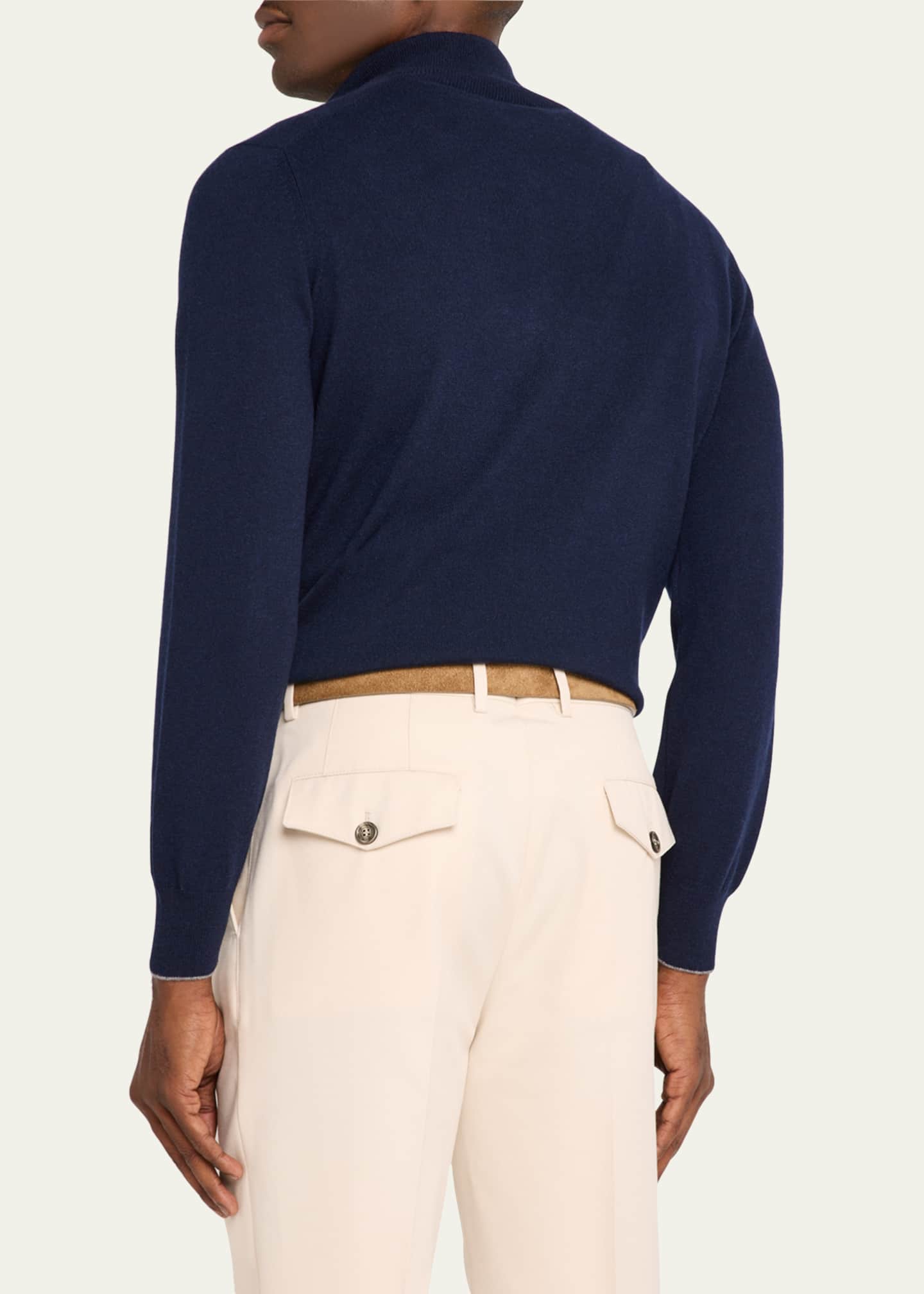 Brunello Cucinelli Men's Cashmere 1/4-Zip Sweater Image 3 of 5