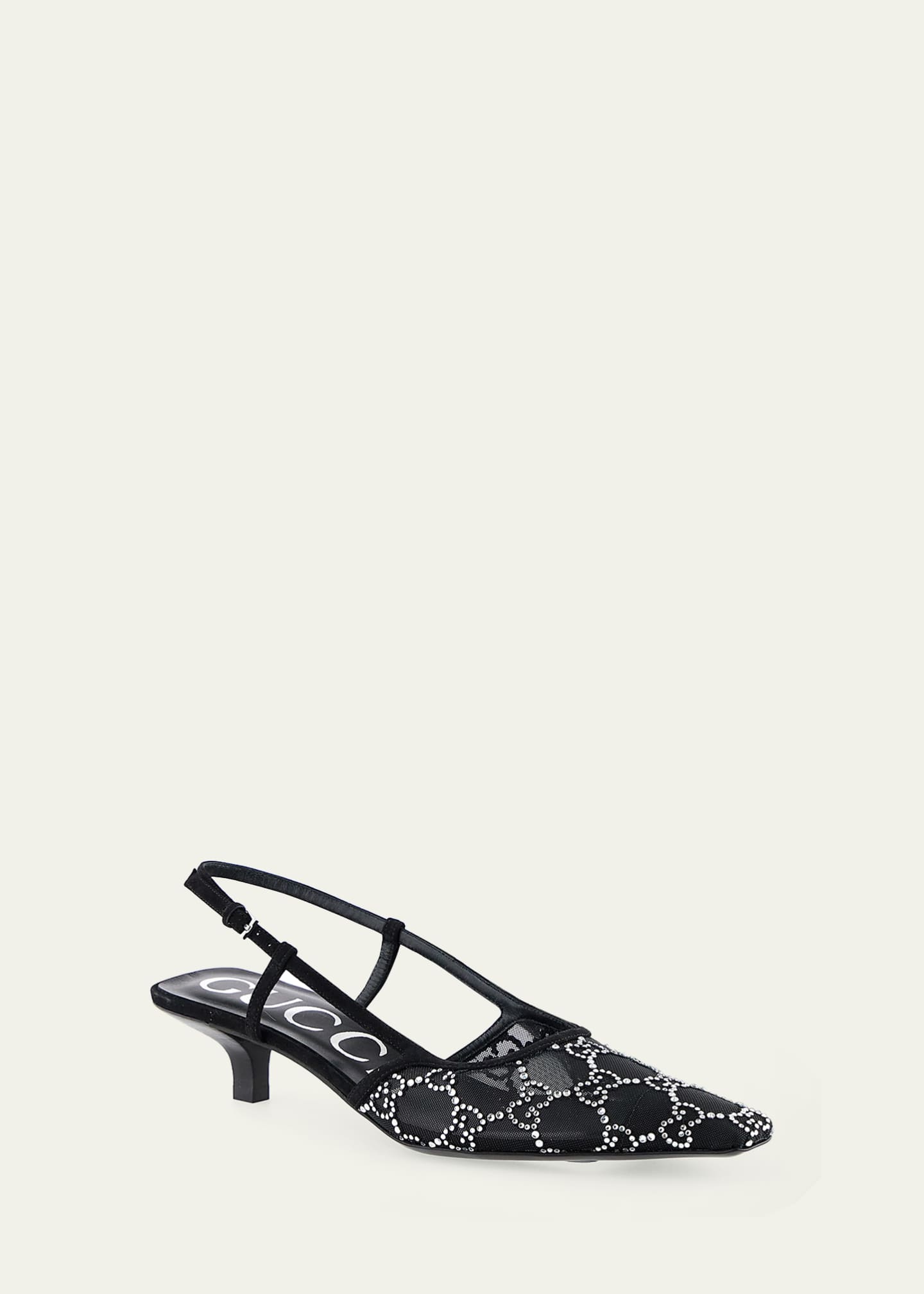 Gucci Tom Crystal GG Mesh Slingback Pumps Image 2 of 6