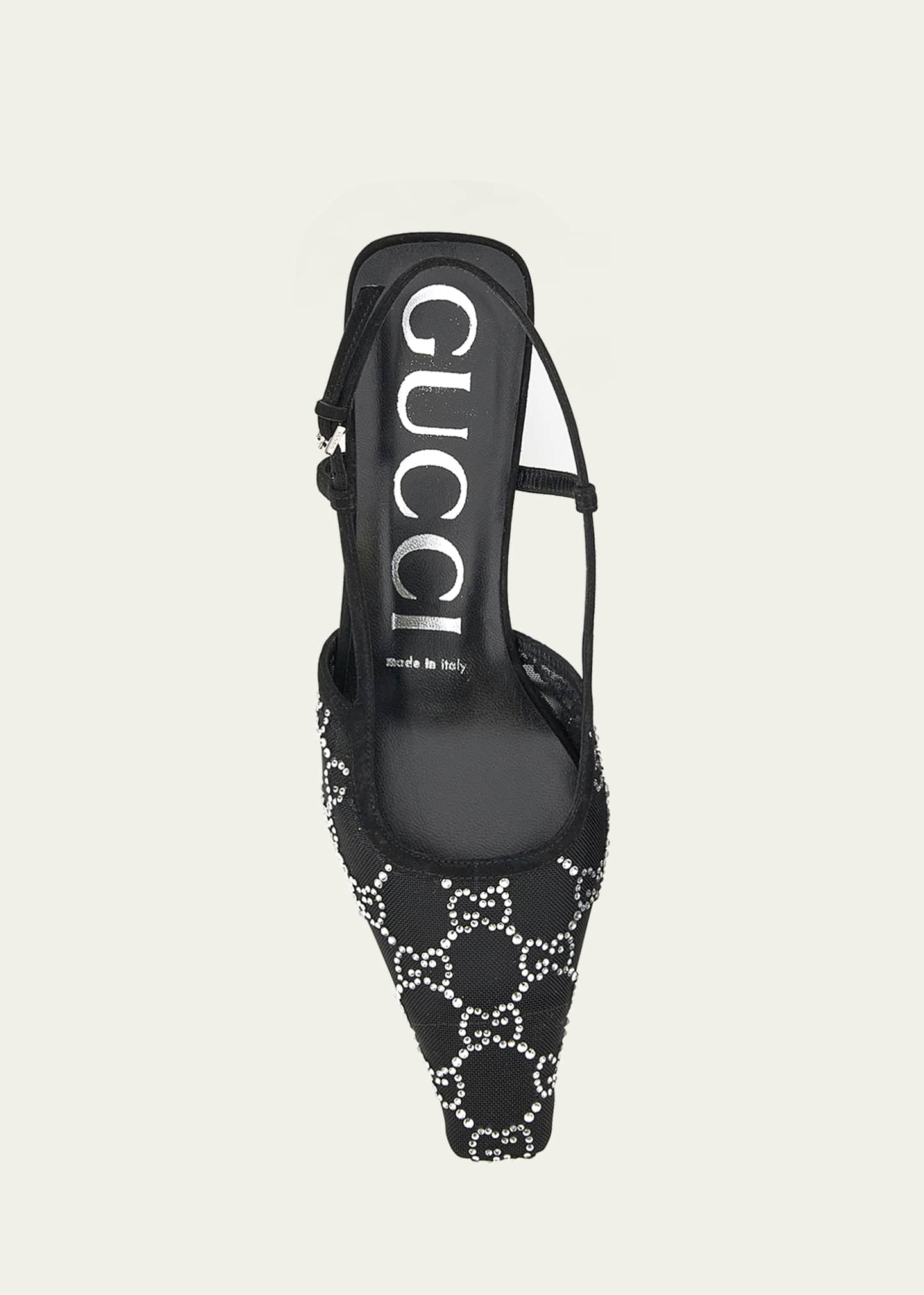 Gucci Tom Crystal GG Mesh Slingback Pumps Image 5 of 6