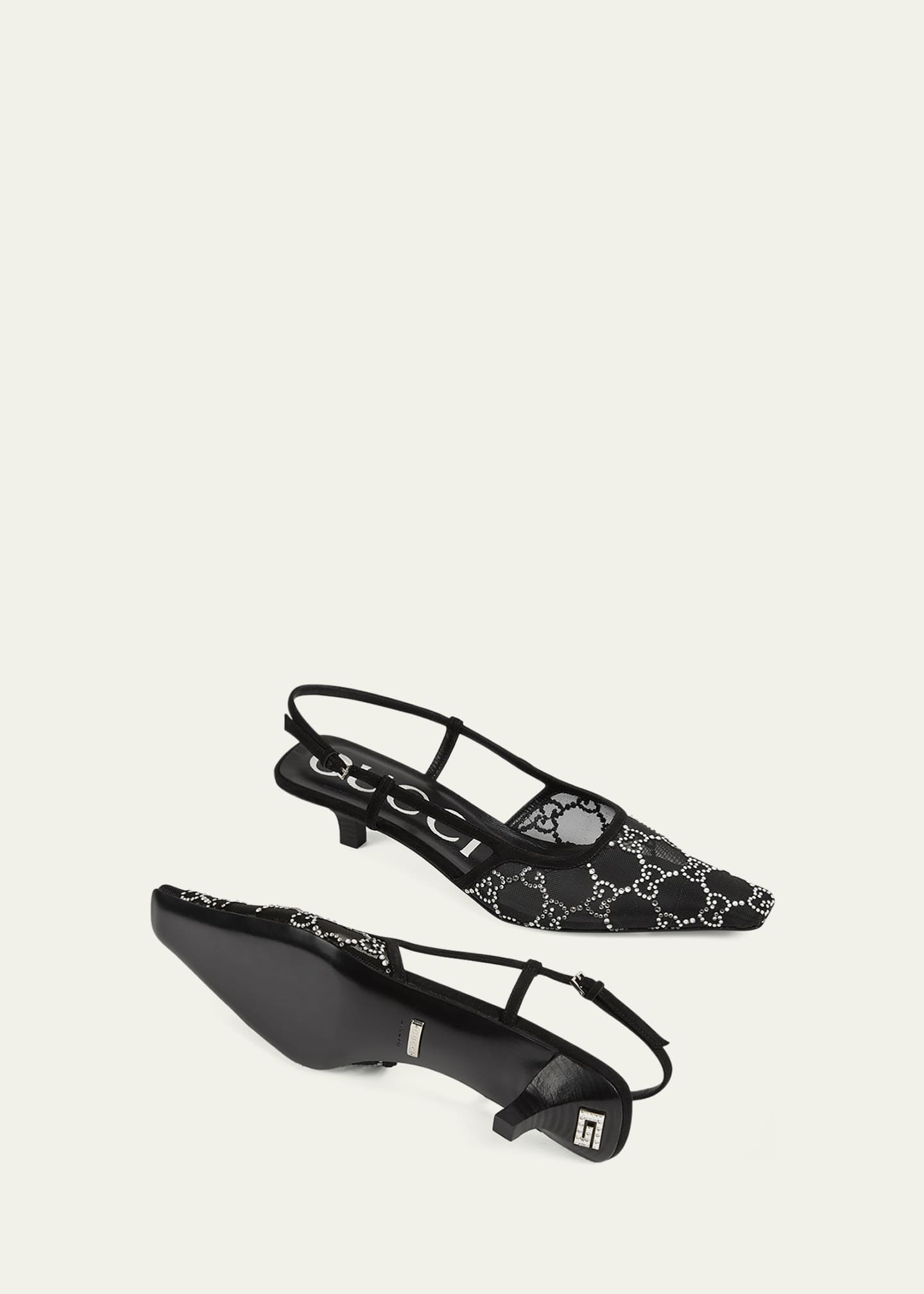 Gucci Tom Crystal GG Mesh Slingback Pumps Image 6 of 6