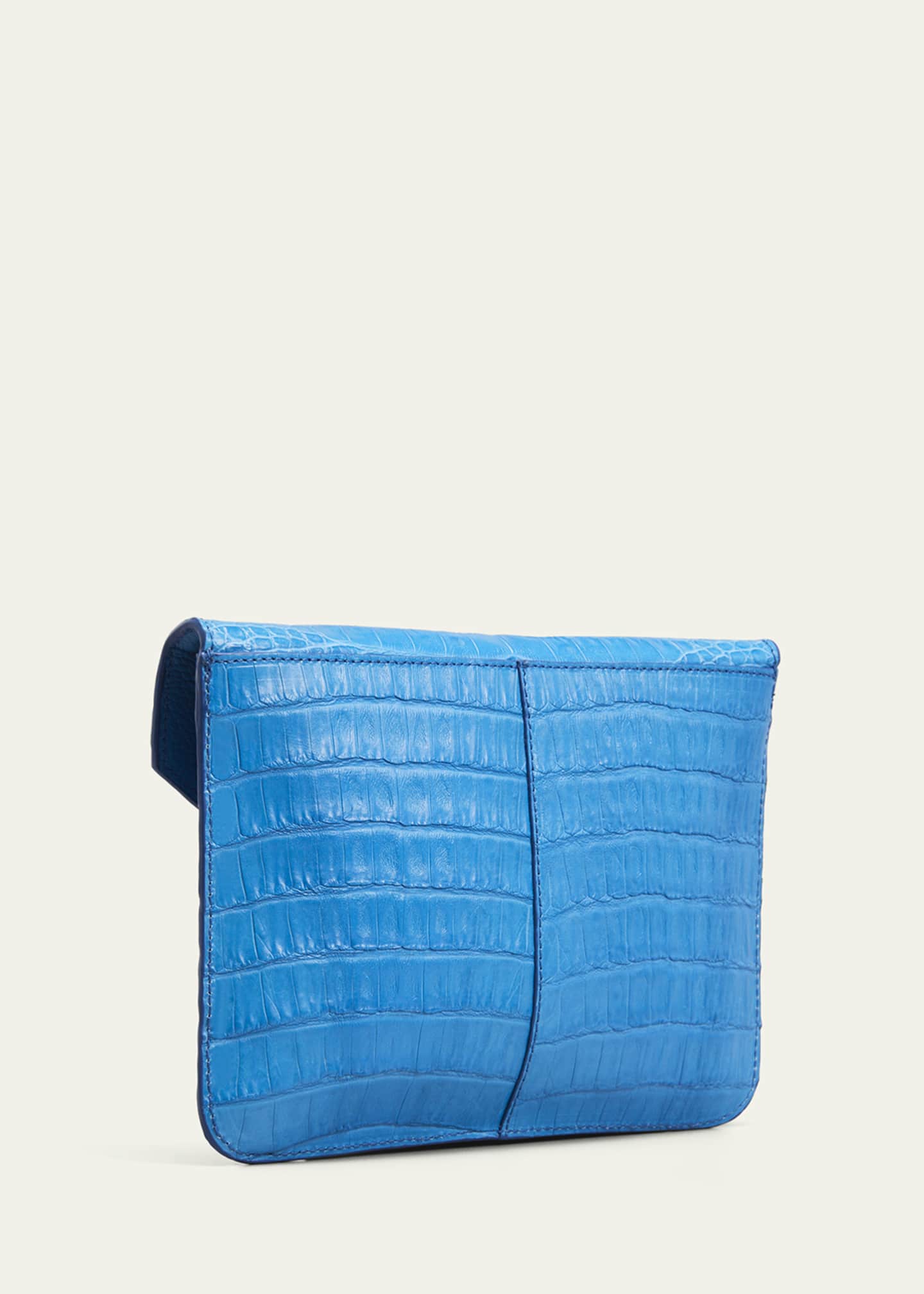 Maria Oliver Crocodile Pouch Wristlet Clutch Bag with Crossbody Strap Image 3 of 5