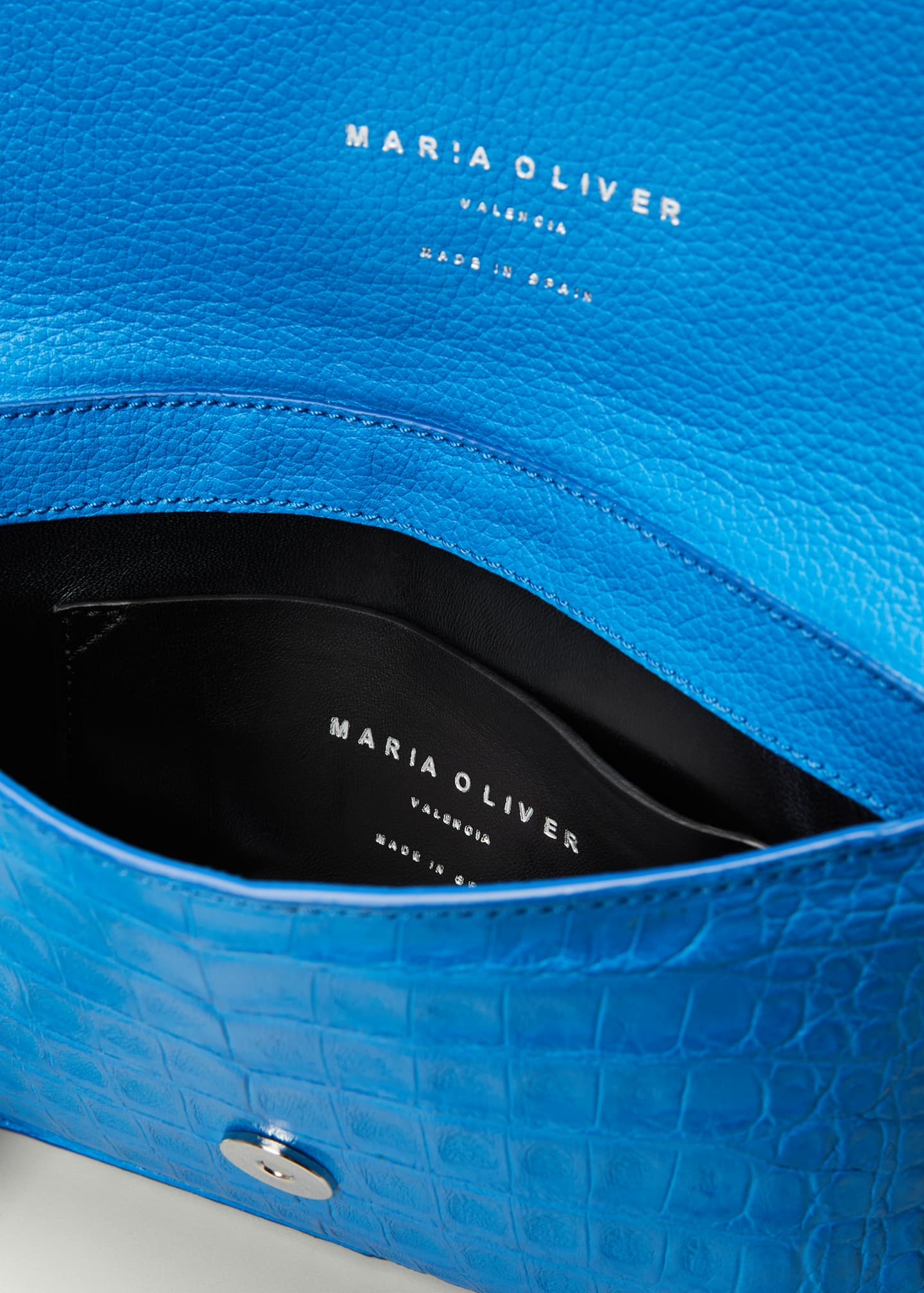 Maria Oliver Crocodile Pouch Wristlet Clutch Bag with Crossbody Strap Image 4 of 5