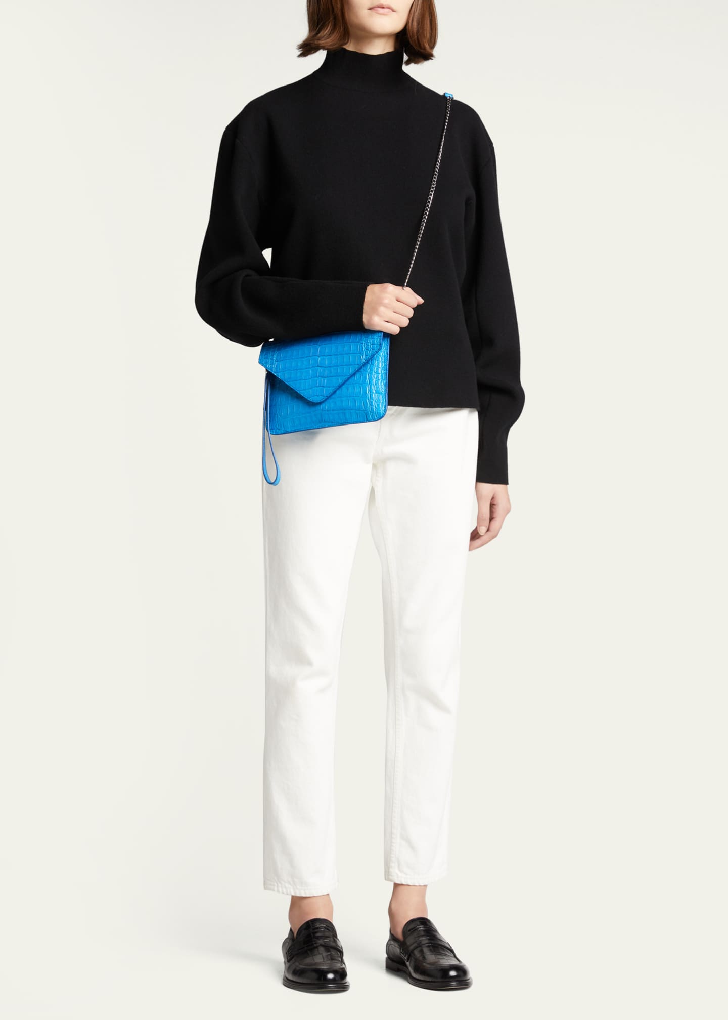 Maria Oliver Crocodile Pouch Wristlet Clutch Bag with Crossbody Strap Image 5 of 5